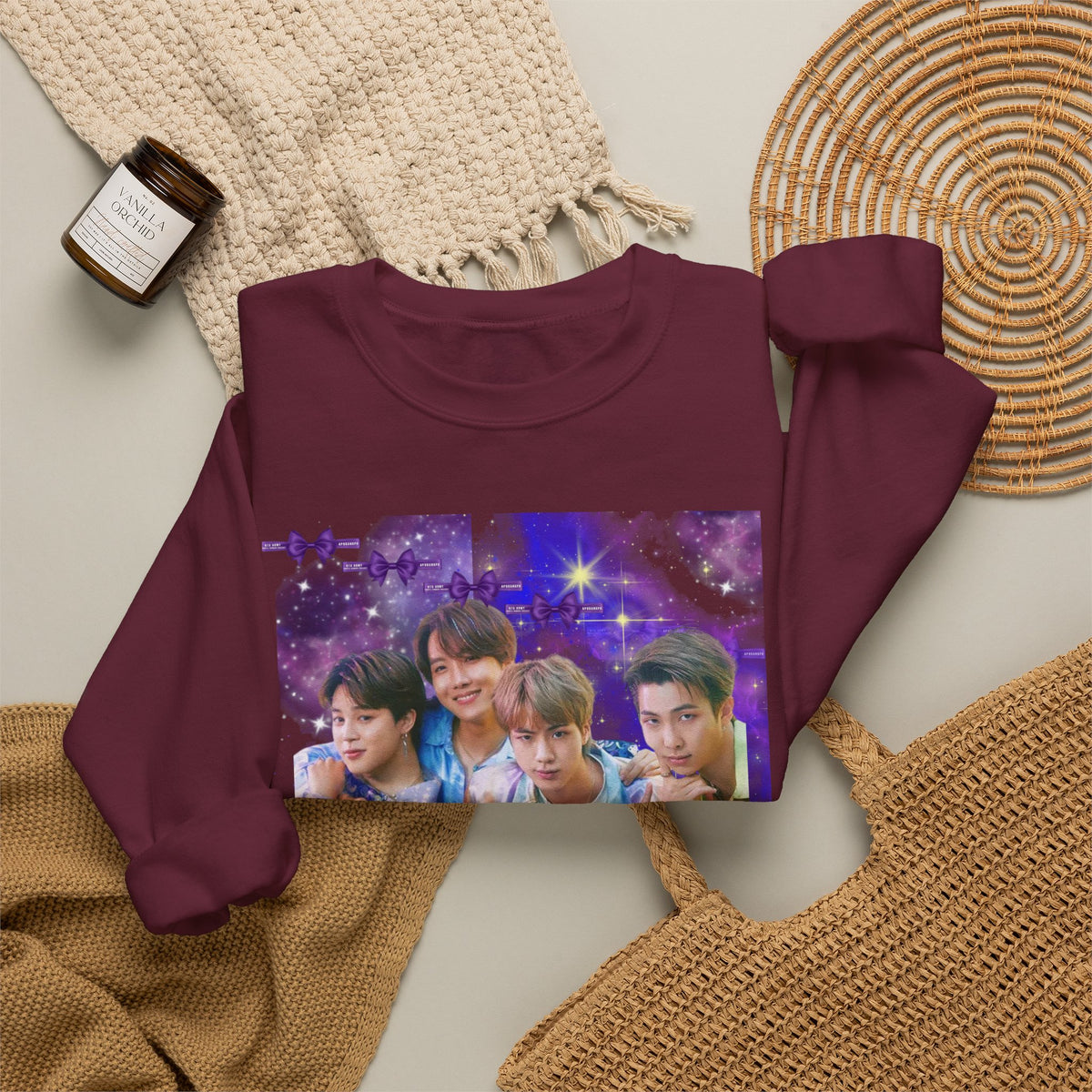 BTS Group Photo Crewneck Sweatshirt — Purple Star Aesthetic