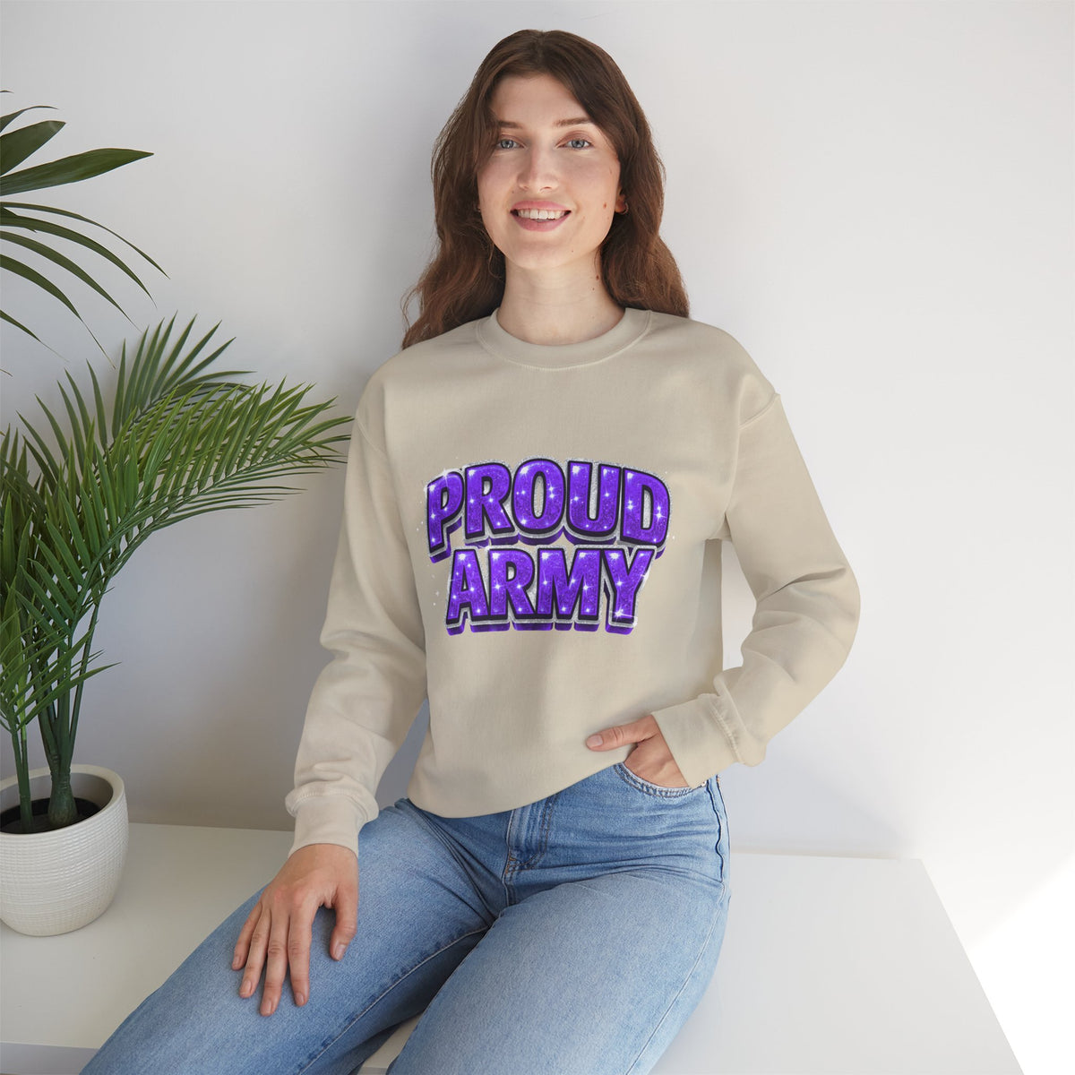 Proud Army Crewneck Sweatshirt — Support Pullover
