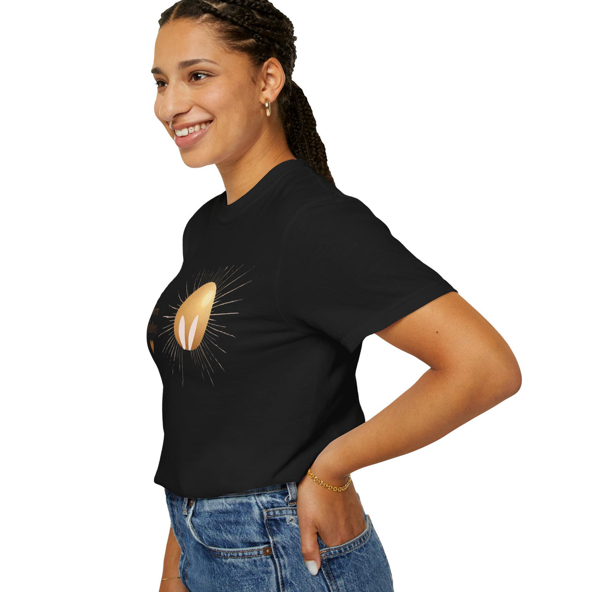 JK Born Golden Tee — Minimal Sun Badge Graphic T-Shirt