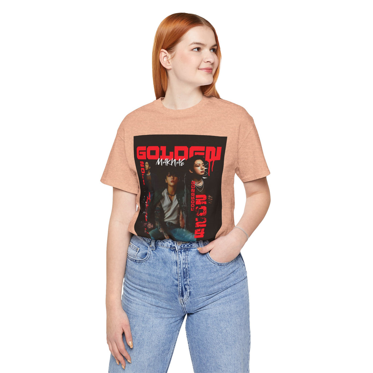 Jungkook Graphic Tee — Golden (Red Text)