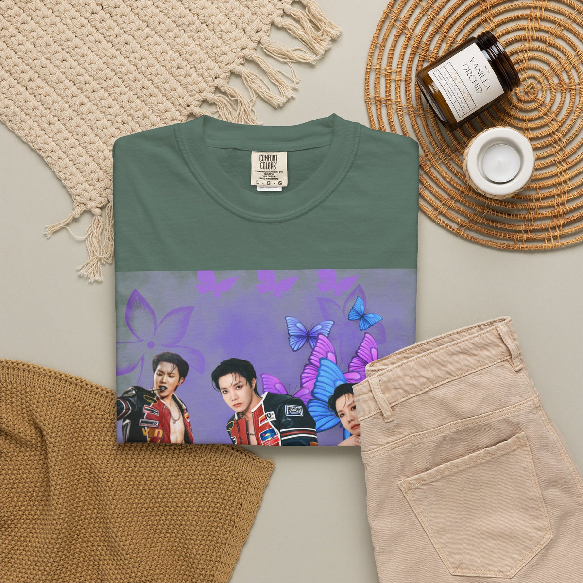 JHOPE Graphic T-Shirt — Purple Floral Portrait Tee