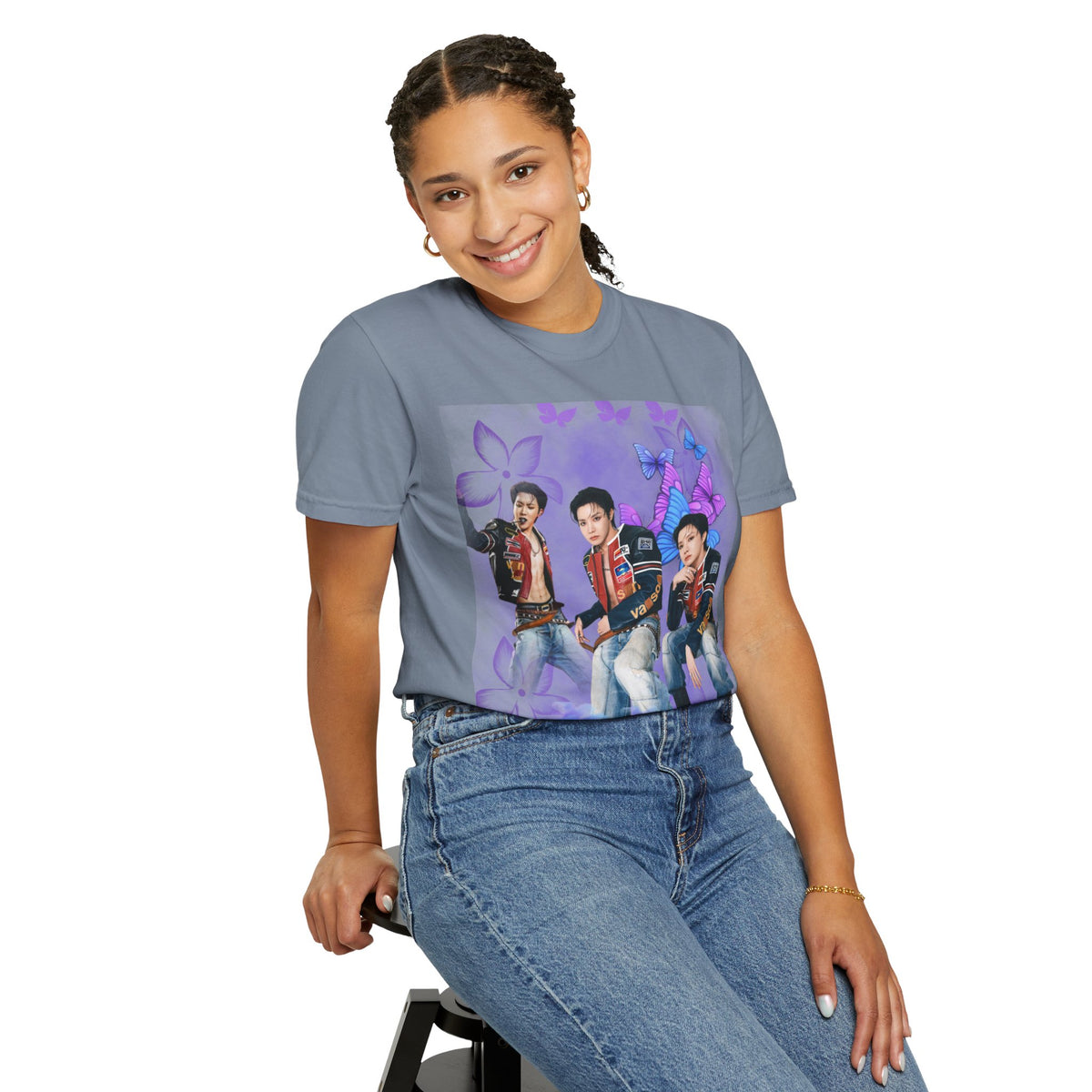JHOPE Graphic T-Shirt — Purple Floral Portrait Tee