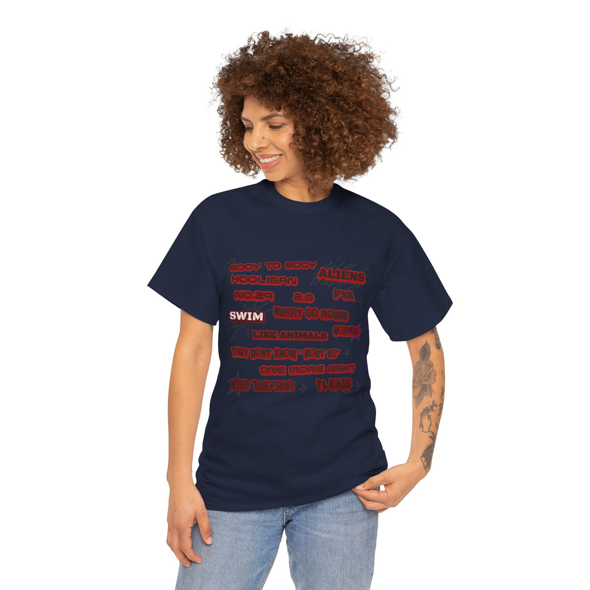 BTS ARIRANG Graphic Tee — Distorted Red Text Band Shirt
