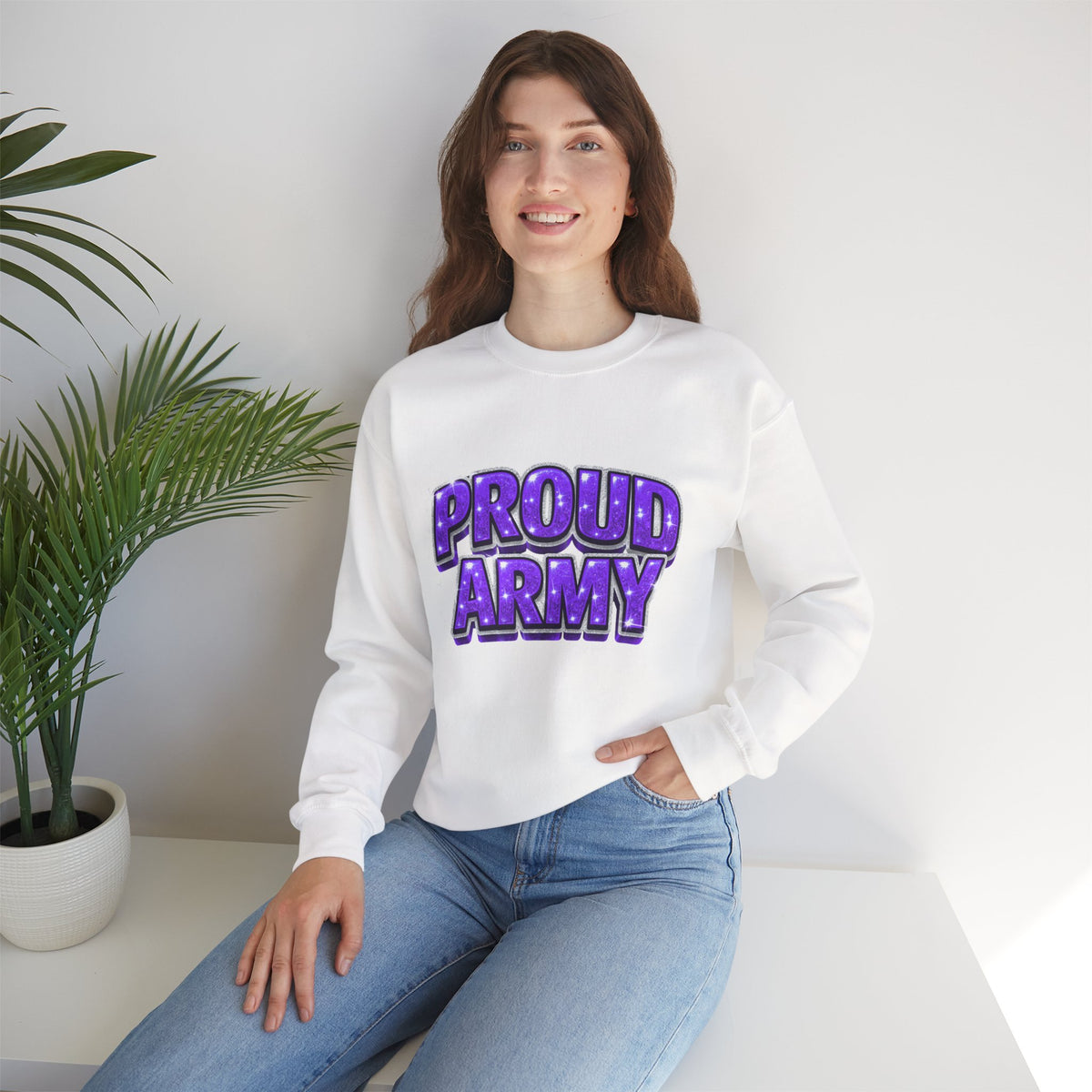 Proud Army Crewneck Sweatshirt — Support Pullover