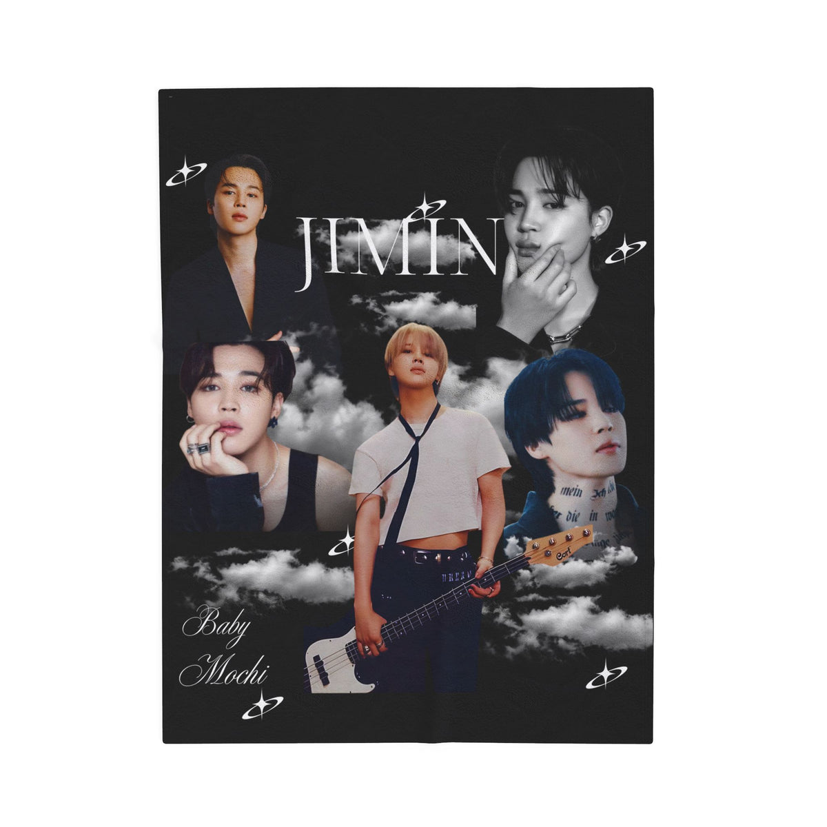 Velveteen Plush Blanket — Jimin Photo Collage Fleece Throw