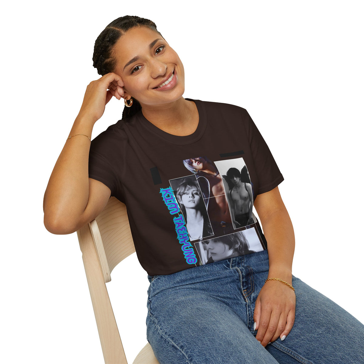 V Photo Collage Tee — Retro K-Pop Inspired Graphic T-Shirt