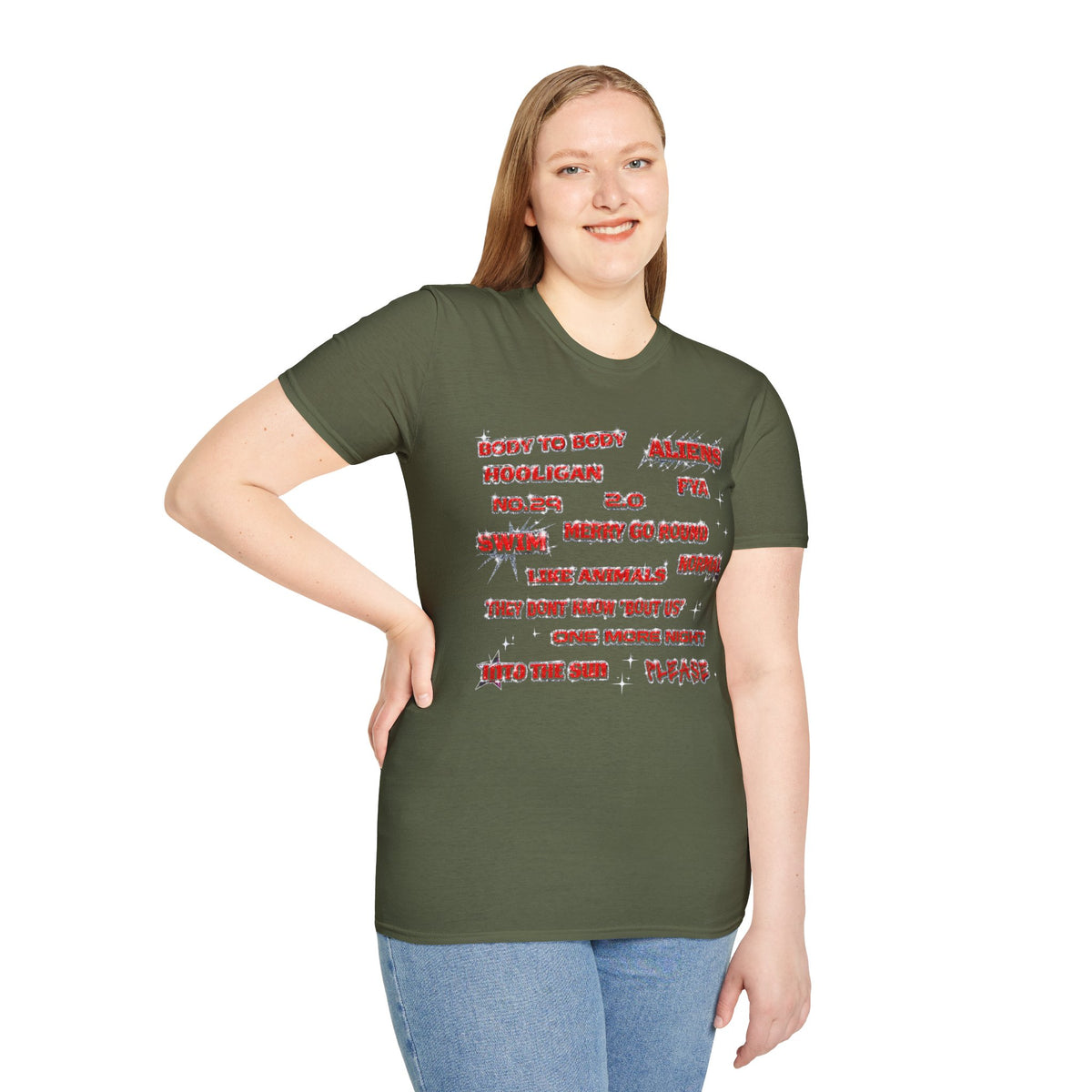 BTS Band Tee — Red  Text Graphic T‑Shirt