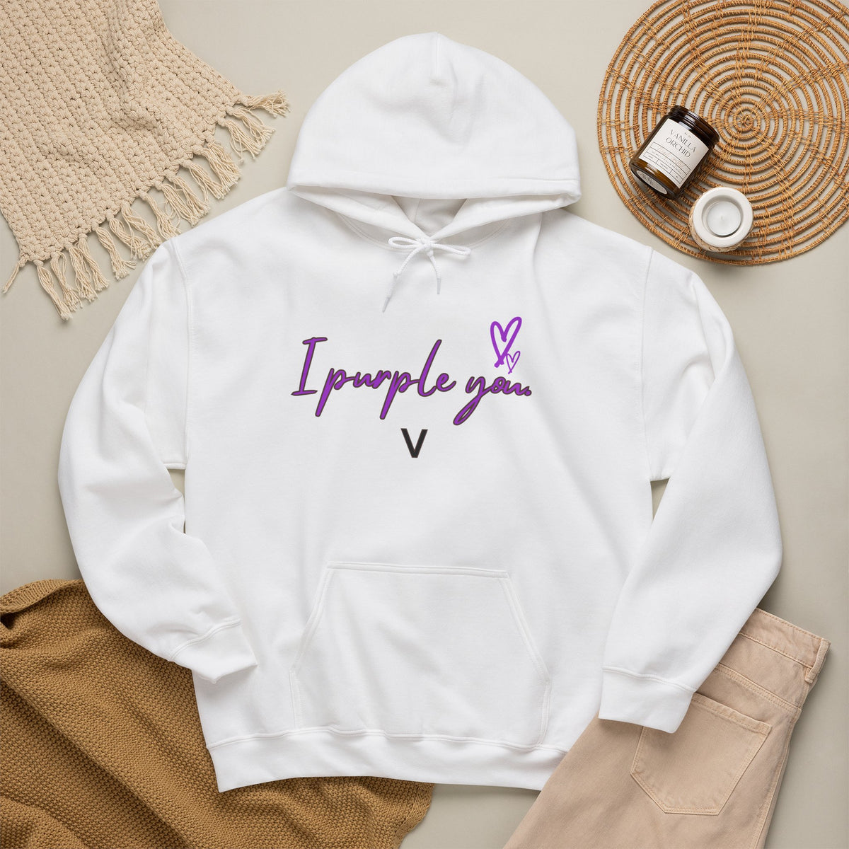 I Purple You Hoodie — K-Pop BTS Inspired Heart Script Sweatshirt