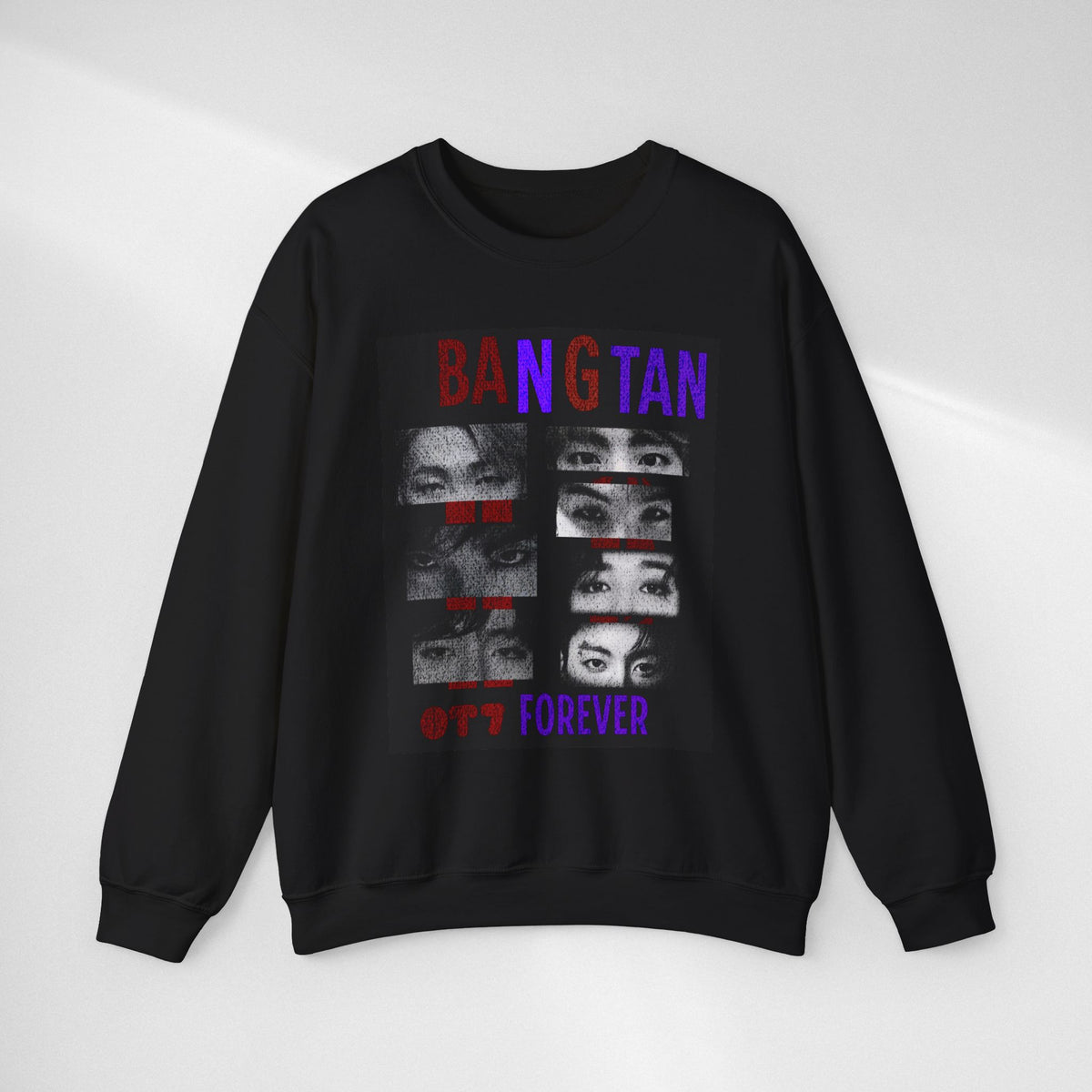Bangtan Eyes Graphic Sweatshirt — K-Pop Fan Crewneck ("BANGTAN 07 FOREVER")