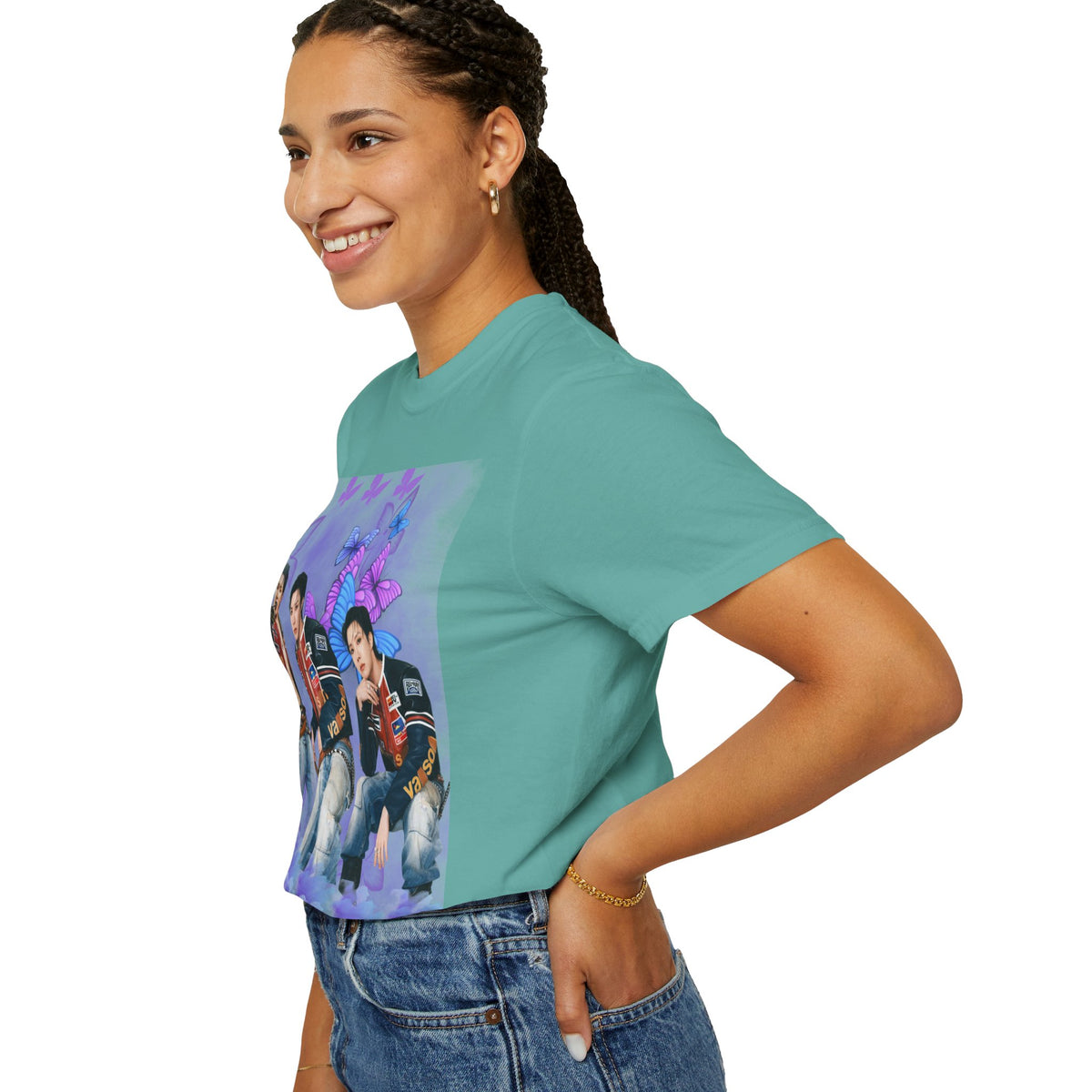 JHOPE Graphic T-Shirt — Purple Floral Portrait Tee