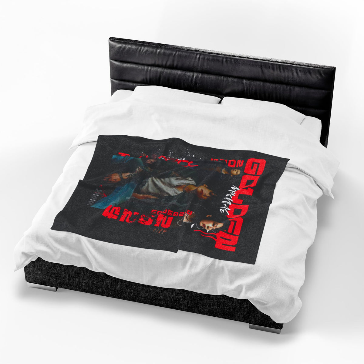 Jungkook Band Velveteen Plush Blanket – 'Golden' Graphic Throw