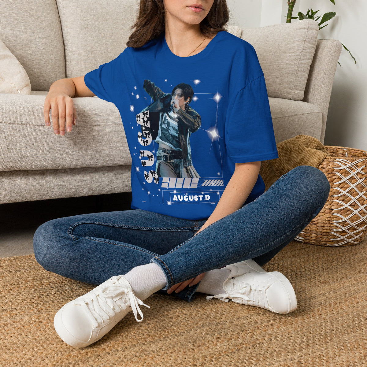 Vintage K-Pop Idol Graphic Tee — "SUGA 93" Sparkle Jersey Shirt
