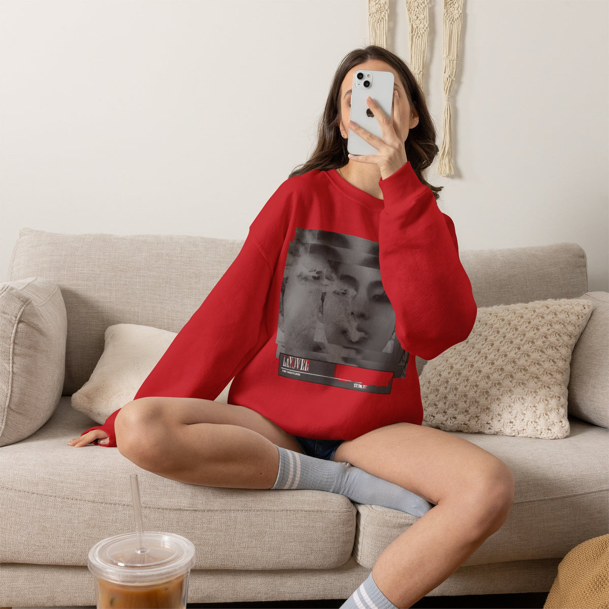 Graphic Crewneck Sweatshirt – Moody Collage Face Design