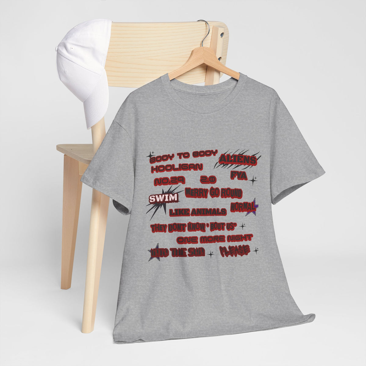 BTS ARIRANG Graphic Tee — Distorted Red Text Band Shirt