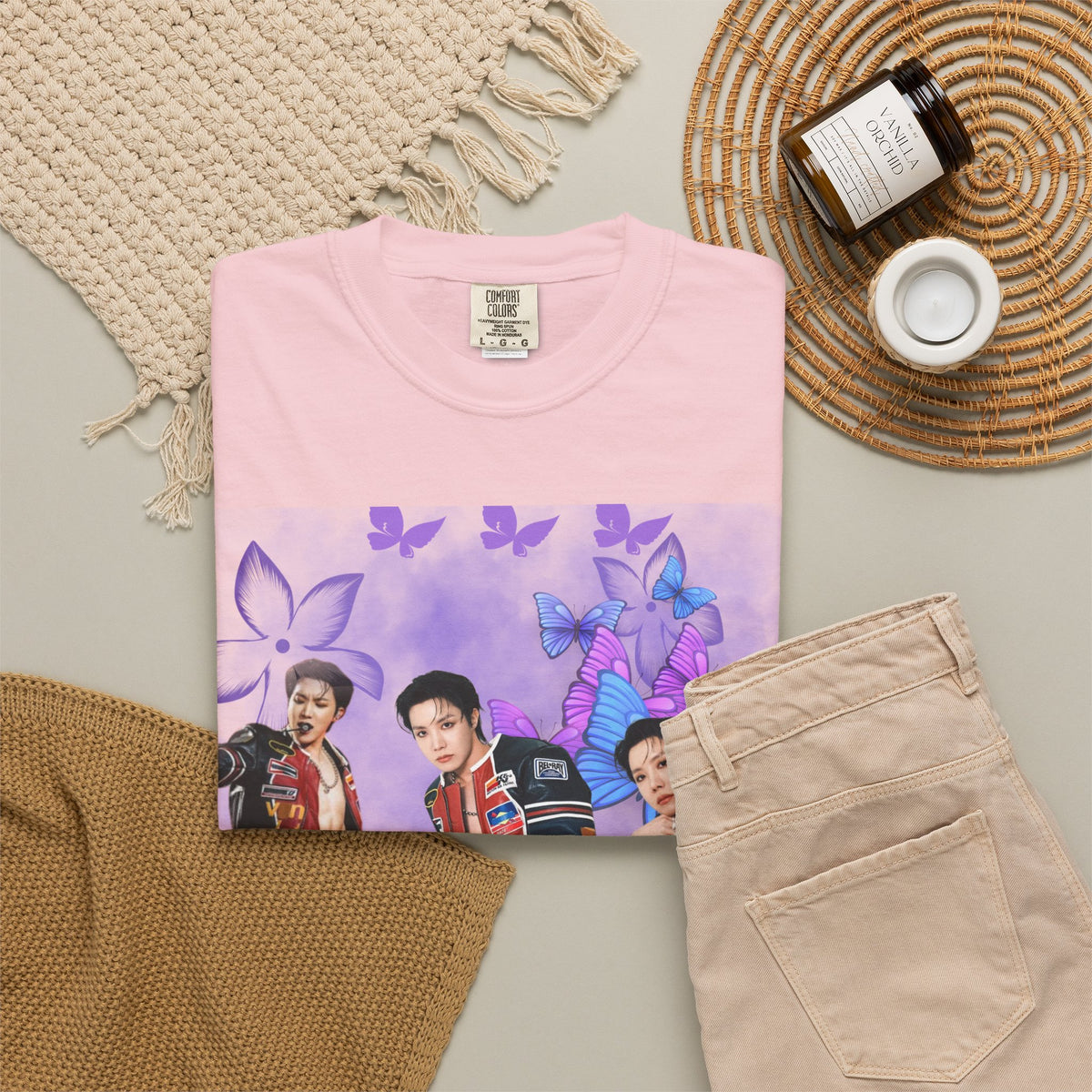 JHOPE Graphic T-Shirt — Purple Floral Portrait Tee