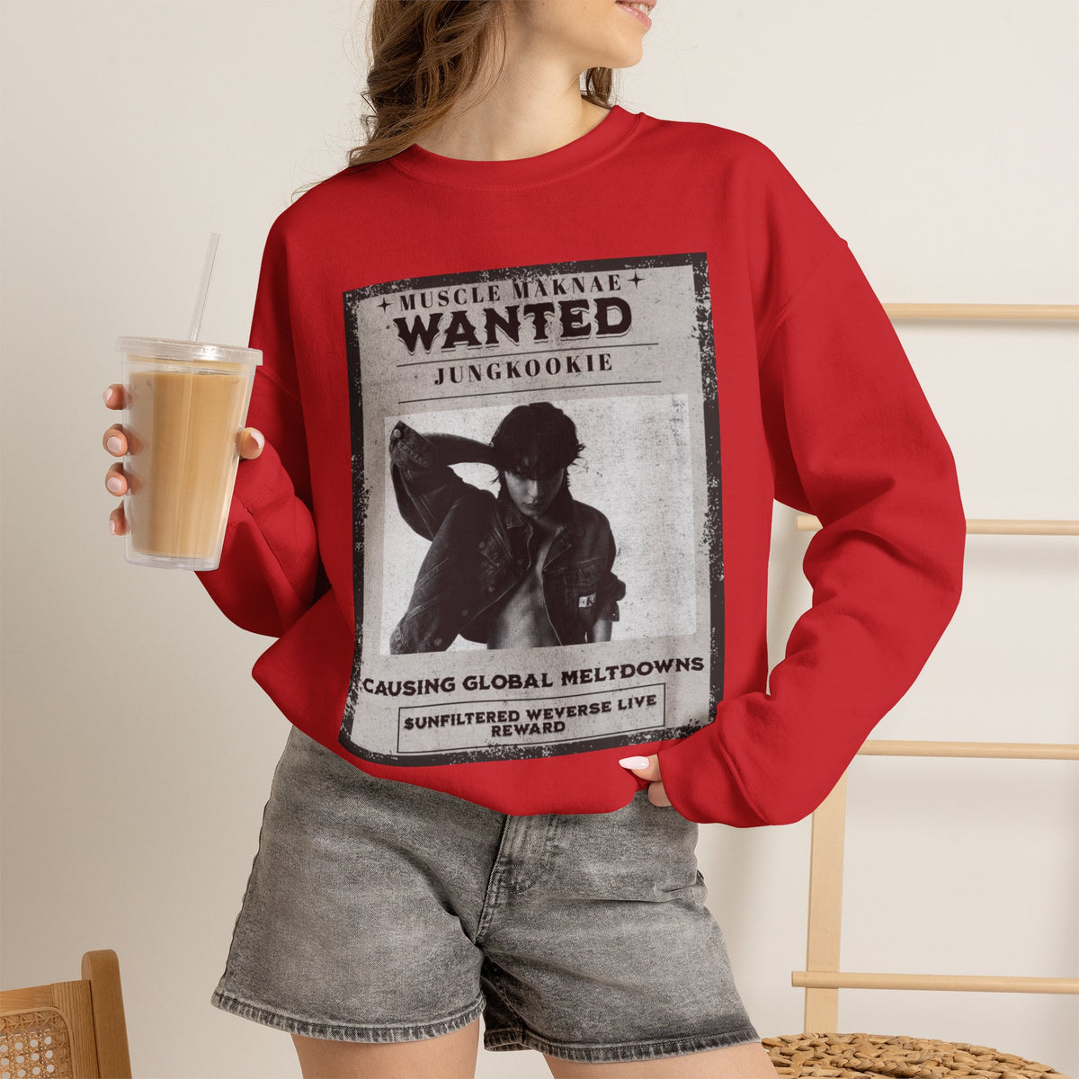 Wanted Poster Crewneck Sweatshirt — Vintage 'Wanted' Graphic Pullover