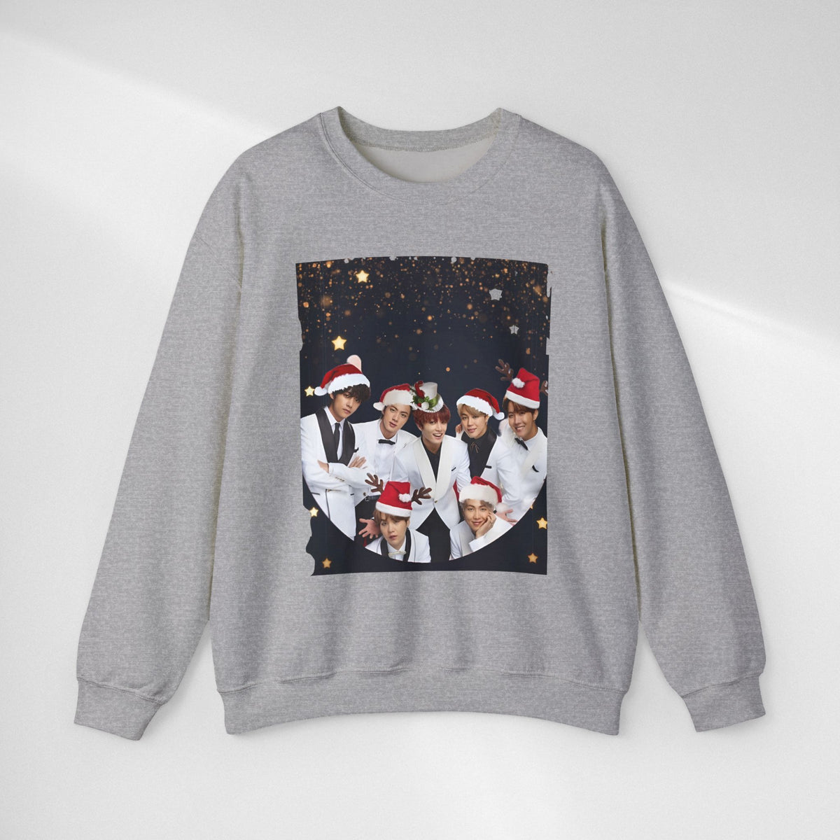 BTS Holiday Crewneck Sweatshirt — Festive Group Photo Design