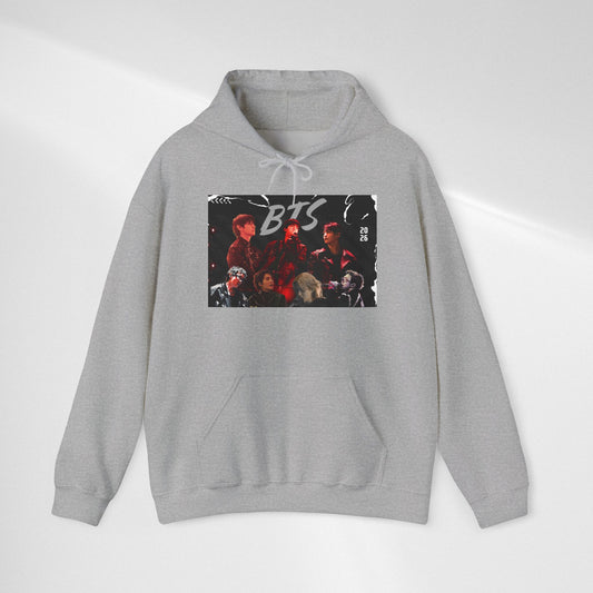 K-Pop Band Graphic Hoodie — BTS Collage Design
