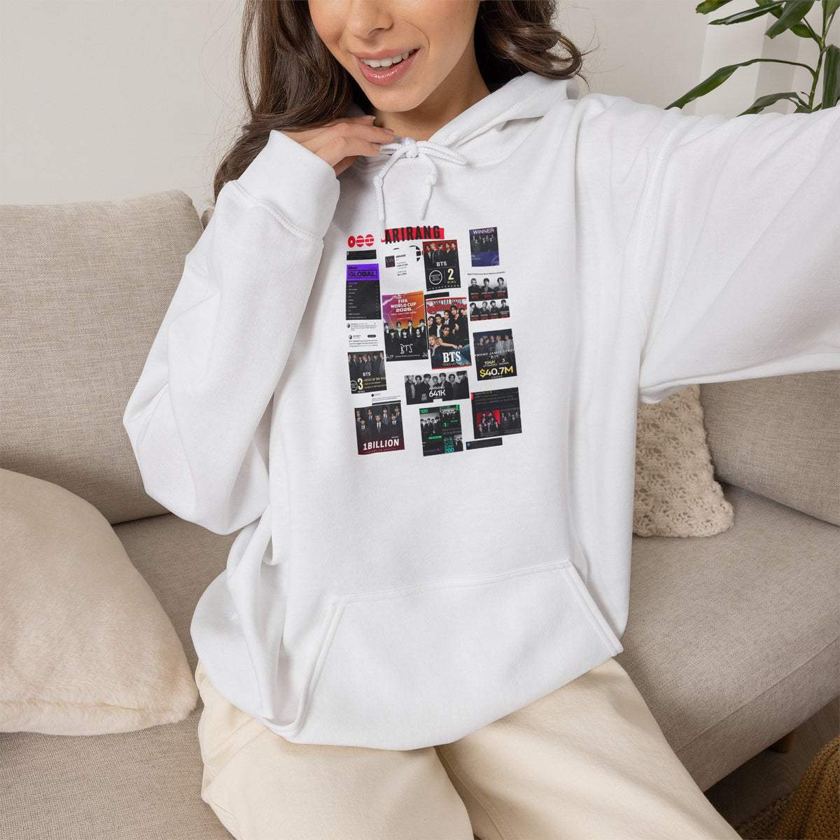 BTS Collage Hoodie — Retro Music Posters Graphic Sweatshirt