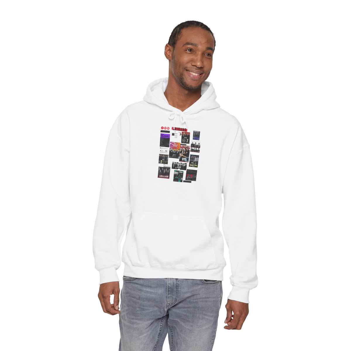 BTS Collage Hoodie — Retro Music Posters Graphic Sweatshirt