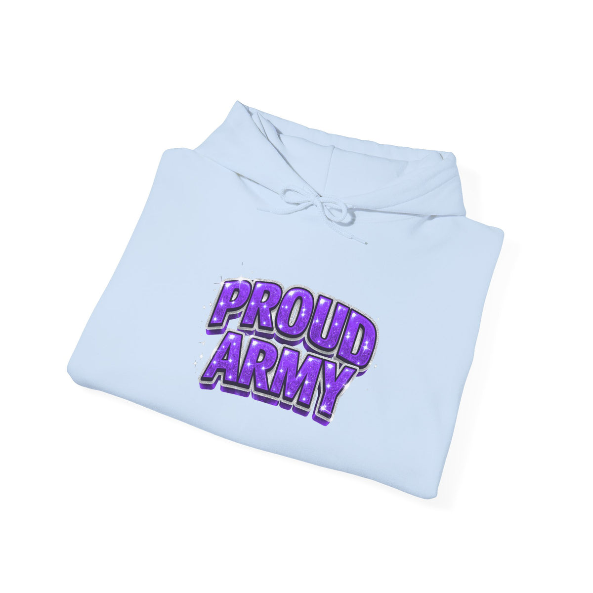 Proud Army Hoodie — Bold Purple Graphic  Pullover