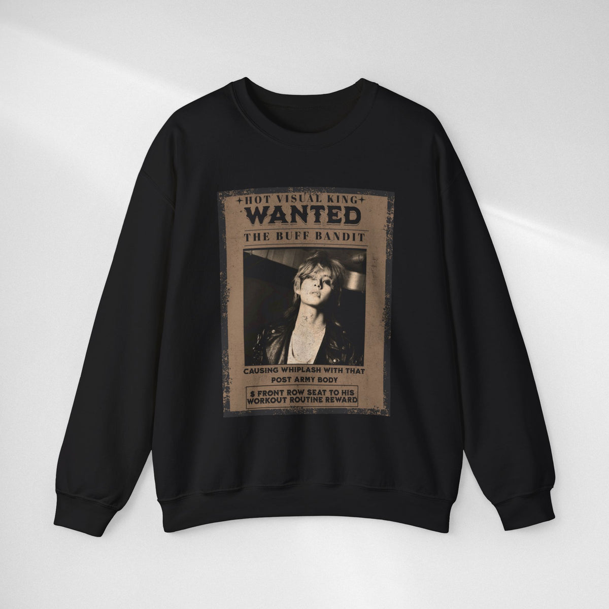 Wanted Poster Crewneck Sweatshirt — Vintage 'Buff Bandit' Graphic