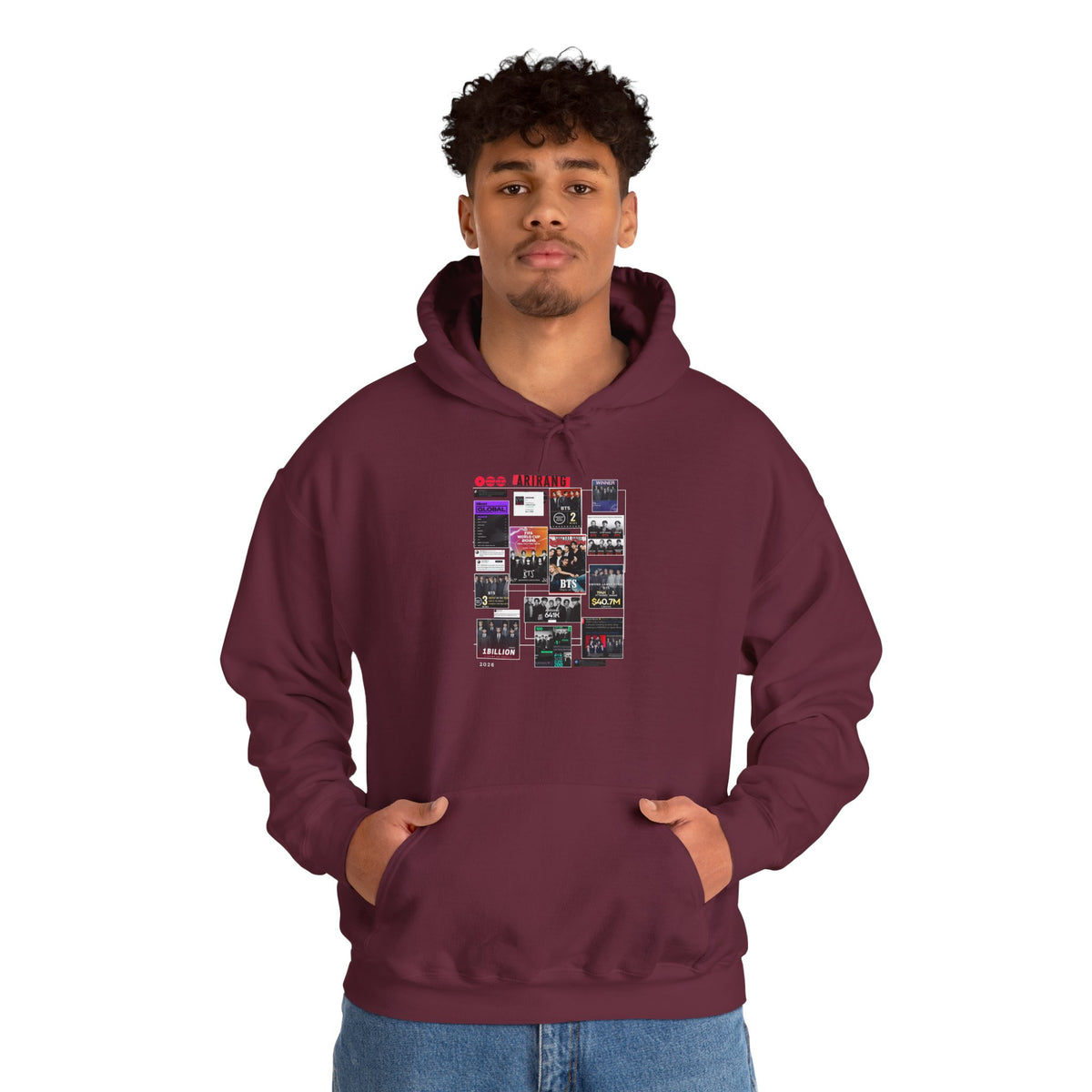 BTS Collage Hoodie — Retro Music Posters Graphic Sweatshirt