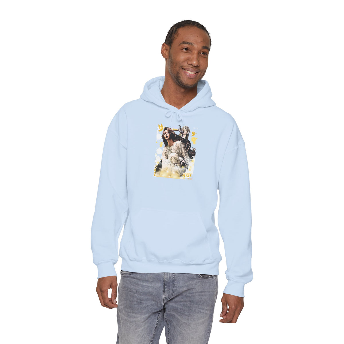 Jimin 95 Hoodie — K-Pop Fan Pullover with Photo Collage Front & Graphic Back