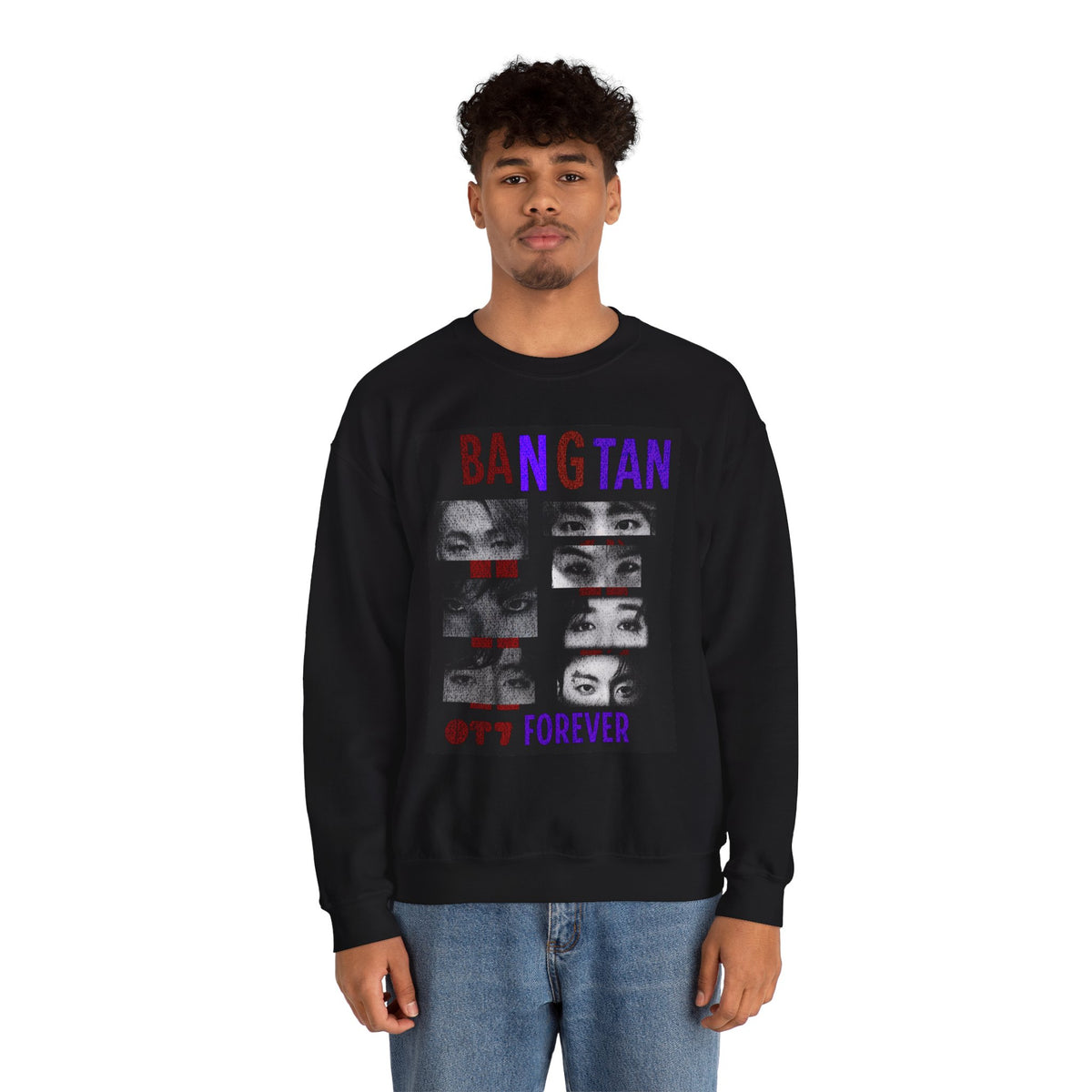 Bangtan Eyes Graphic Sweatshirt — K-Pop Fan Crewneck ("BANGTAN 07 FOREVER")