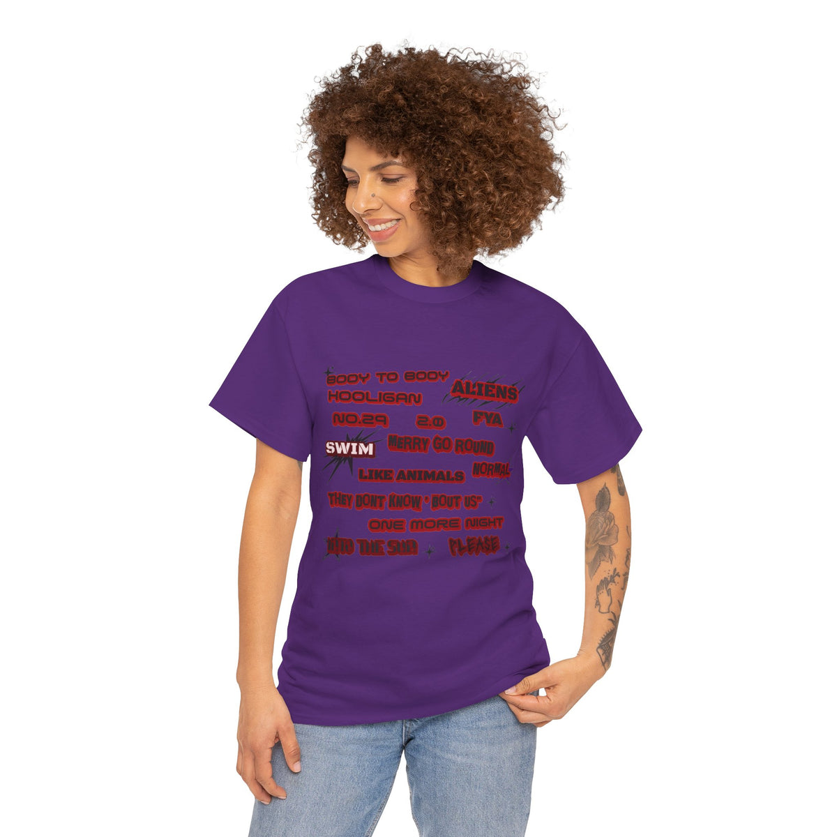 BTS ARIRANG Graphic Tee — Distorted Red Text Band Shirt