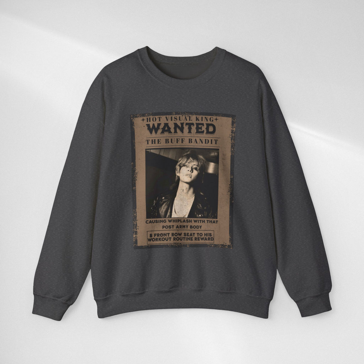 Wanted Poster Crewneck Sweatshirt — Vintage 'Buff Bandit' Graphic