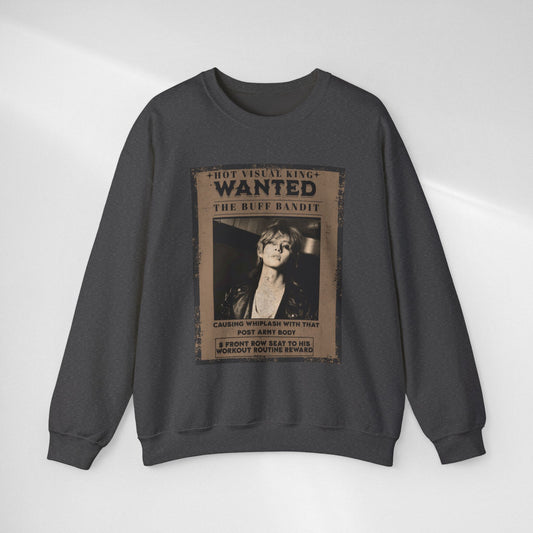 Wanted Poster Crewneck Sweatshirt — Vintage 'Buff Bandit' Graphic