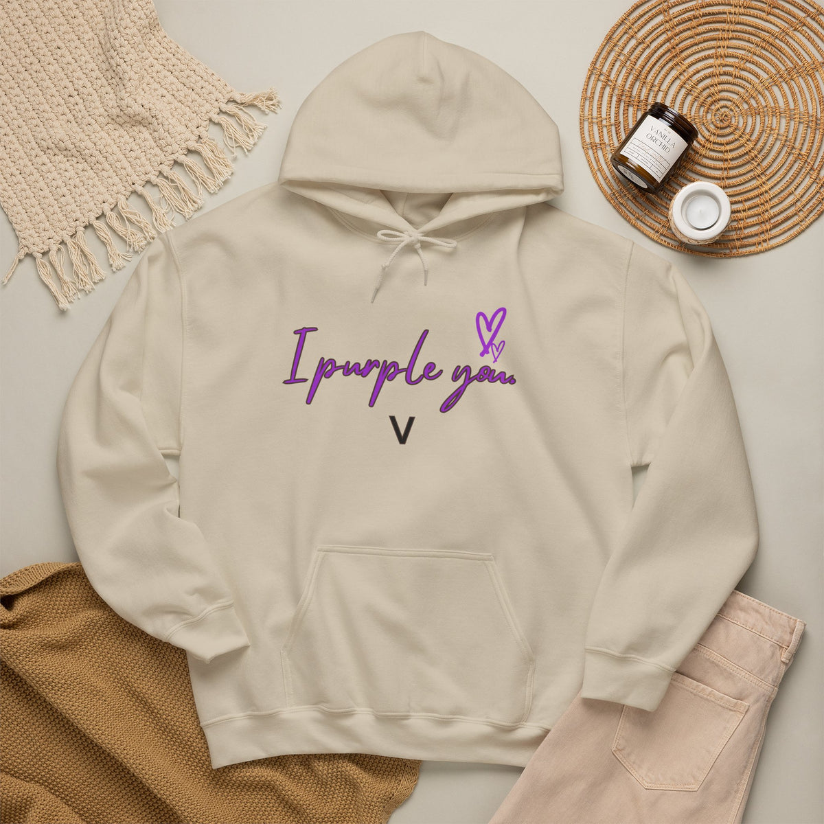 I Purple You Hoodie — K-Pop BTS Inspired Heart Script Sweatshirt
