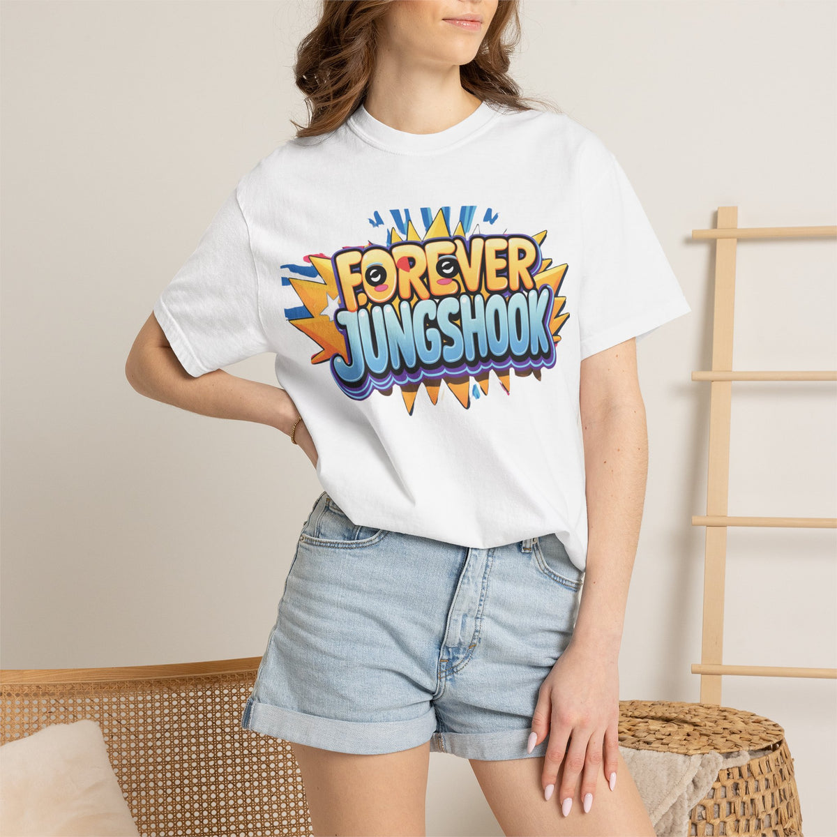Forever Jungshook T-Shirt — Colorful Fan Graphic Tee