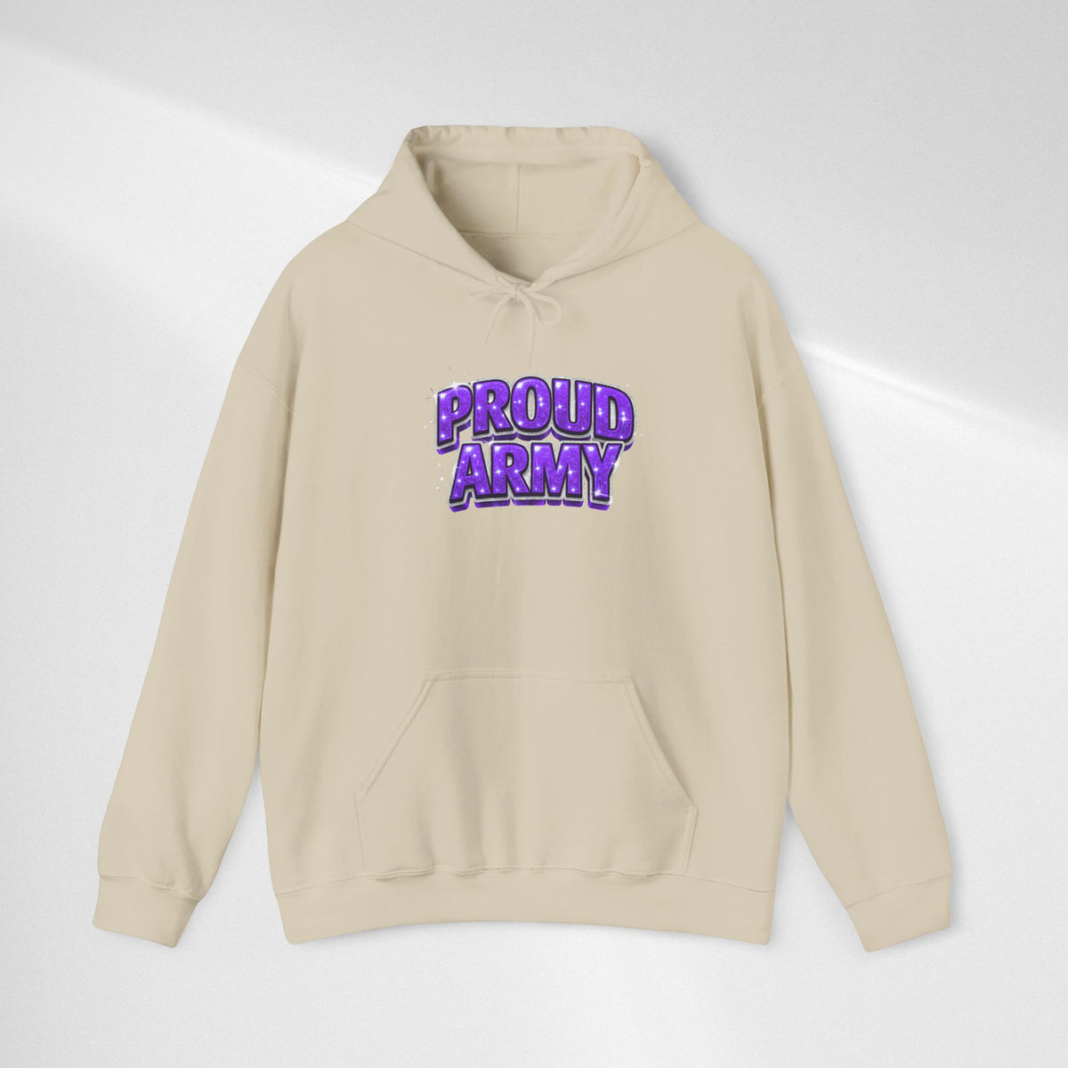 Proud Army Hoodie — Bold Purple Graphic  Pullover