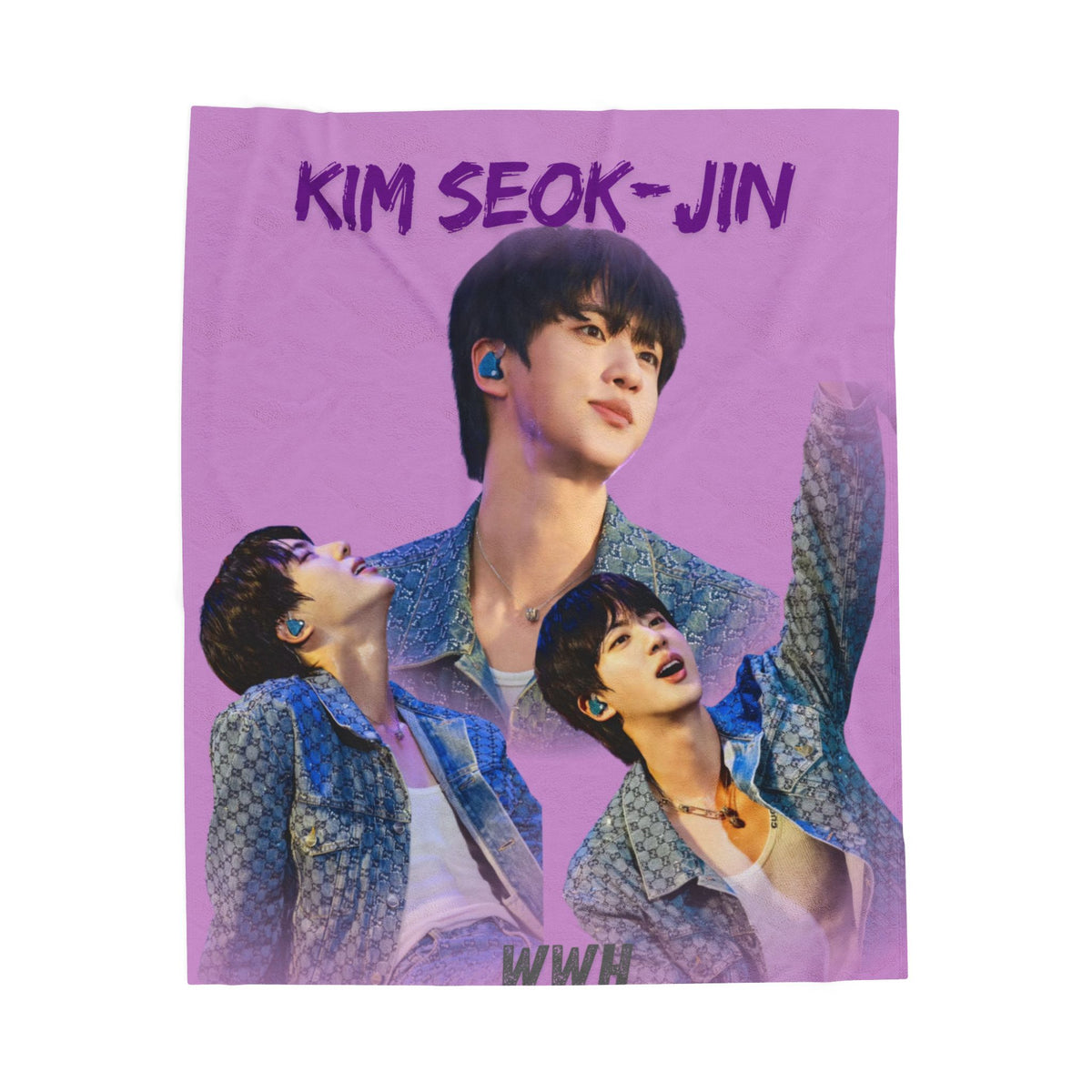 Plush Velvet Photo Blanket – Jin Purple Collage Portraits
