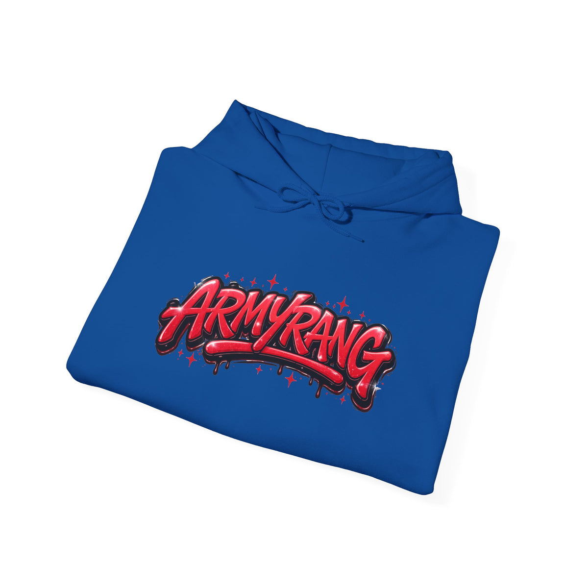 ArmyRang Graffiti Hoodie — Streetwear Pullover with Bold Red Logo