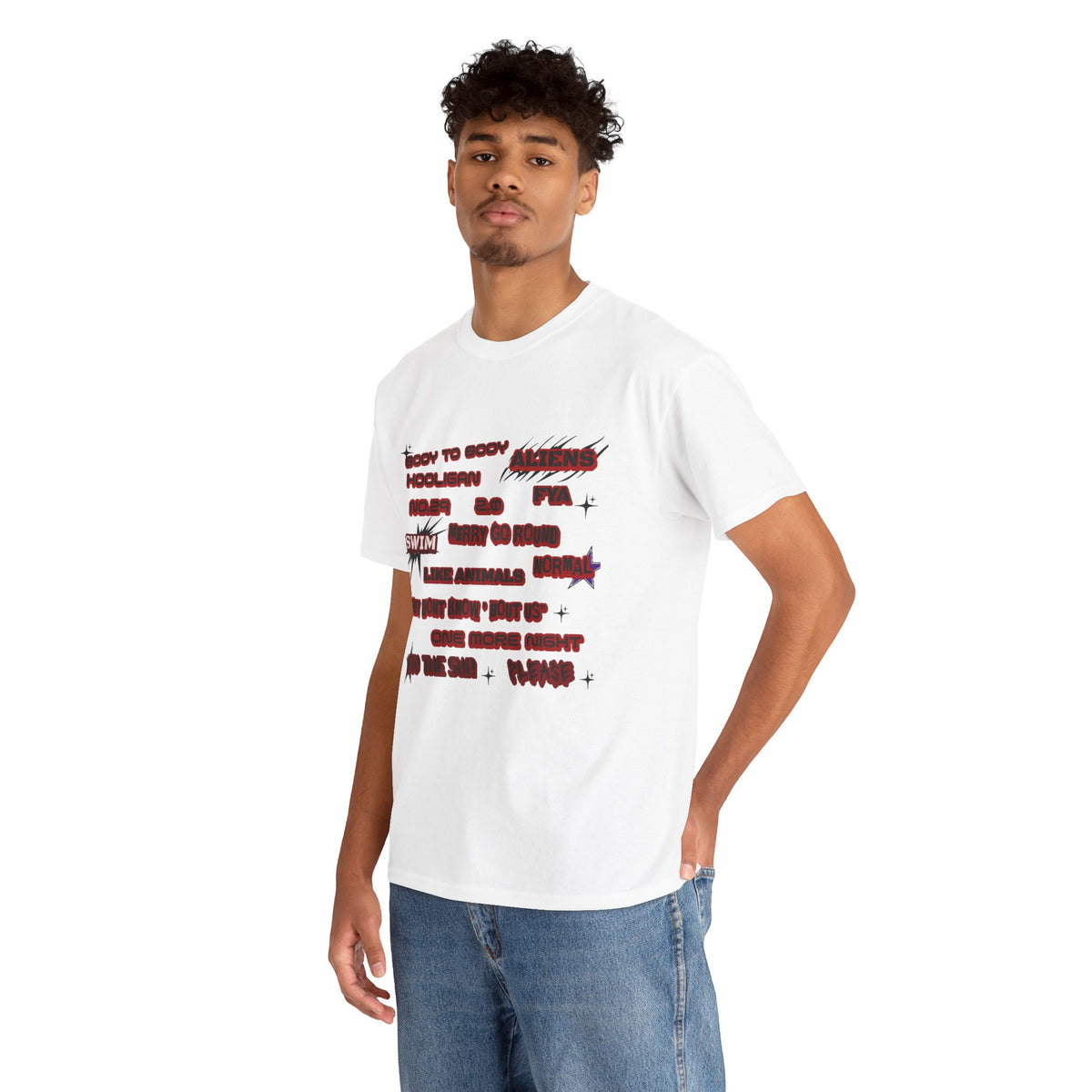 BTS ARIRANG Graphic Tee — Distorted Red Text Band Shirt