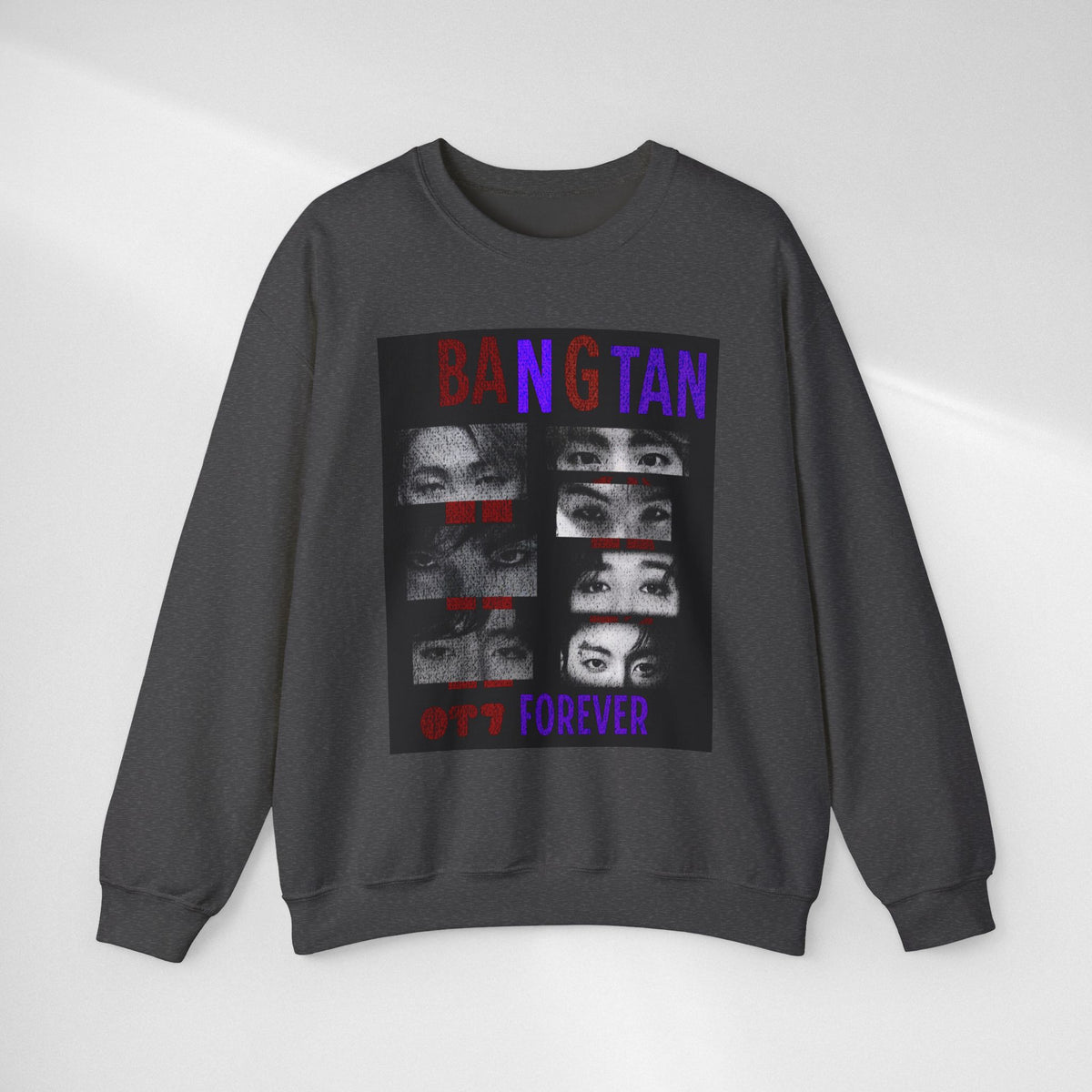 Bangtan Eyes Graphic Sweatshirt — K-Pop Fan Crewneck ("BANGTAN 07 FOREVER")