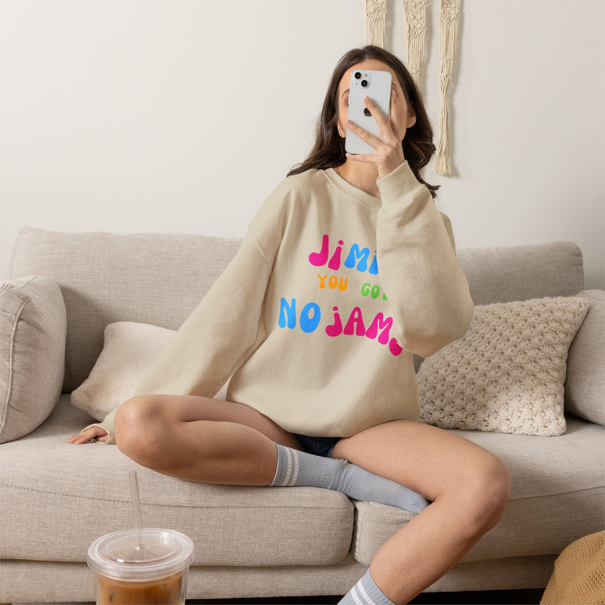 Crewneck Sweatshirt — "JIMIN You Got No Jams" Colorful K-Pop Fan Pullover
