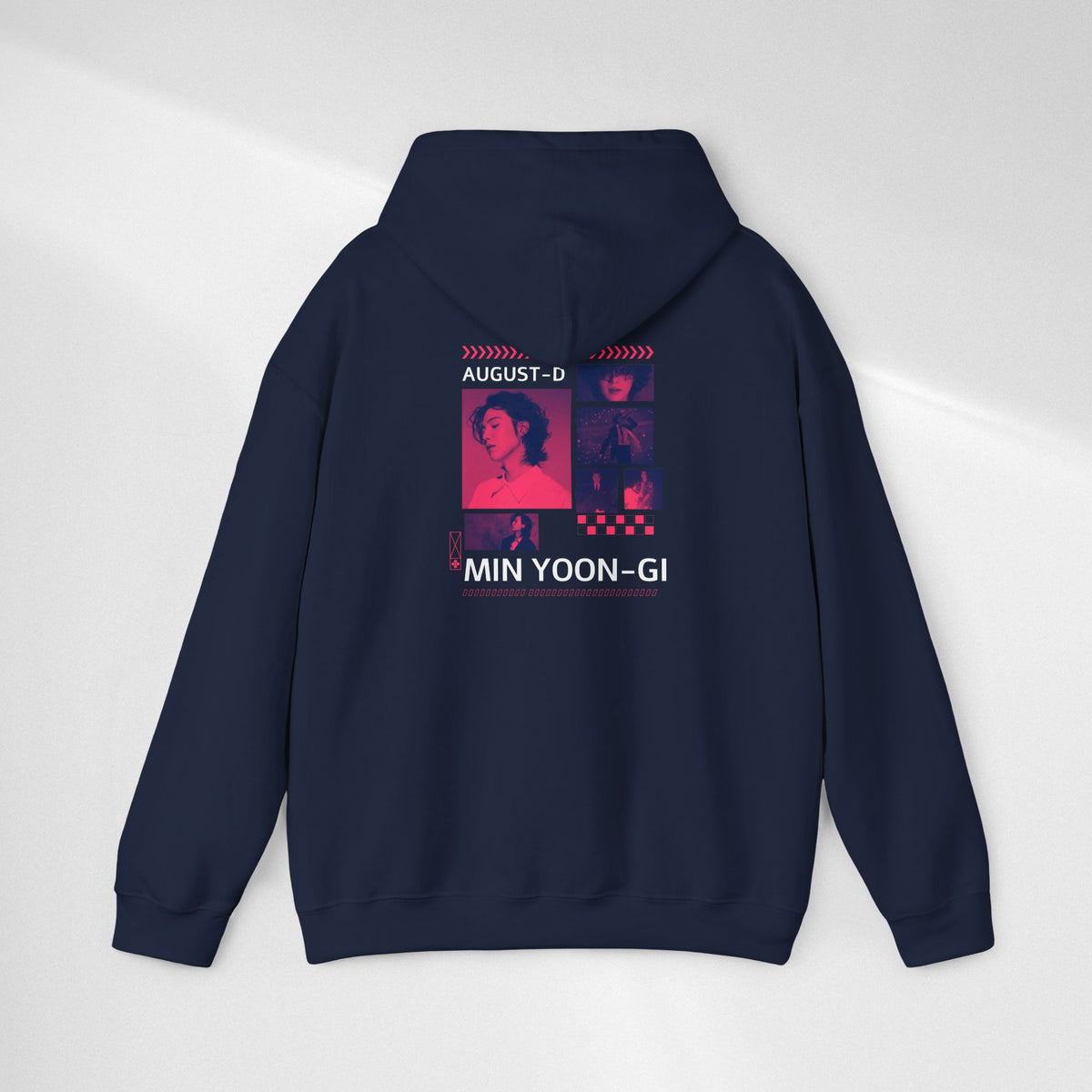 Suga Photo Collage Hoodie — Retro Pink Portraits Grid Design