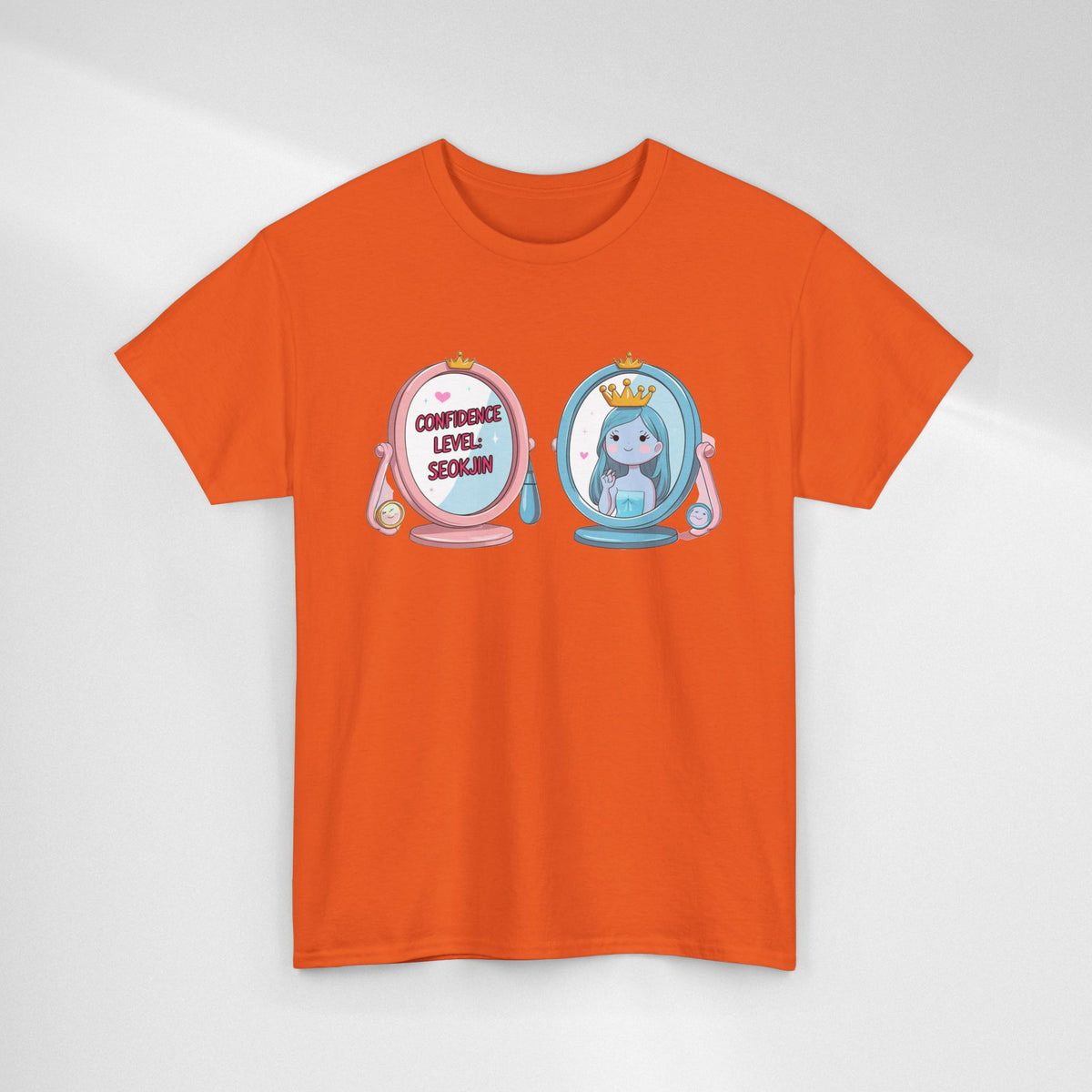 JIN Level Shirt — Cute Pink & Blue Mirrors Graphic Tee ("Comfort Level: Secure")