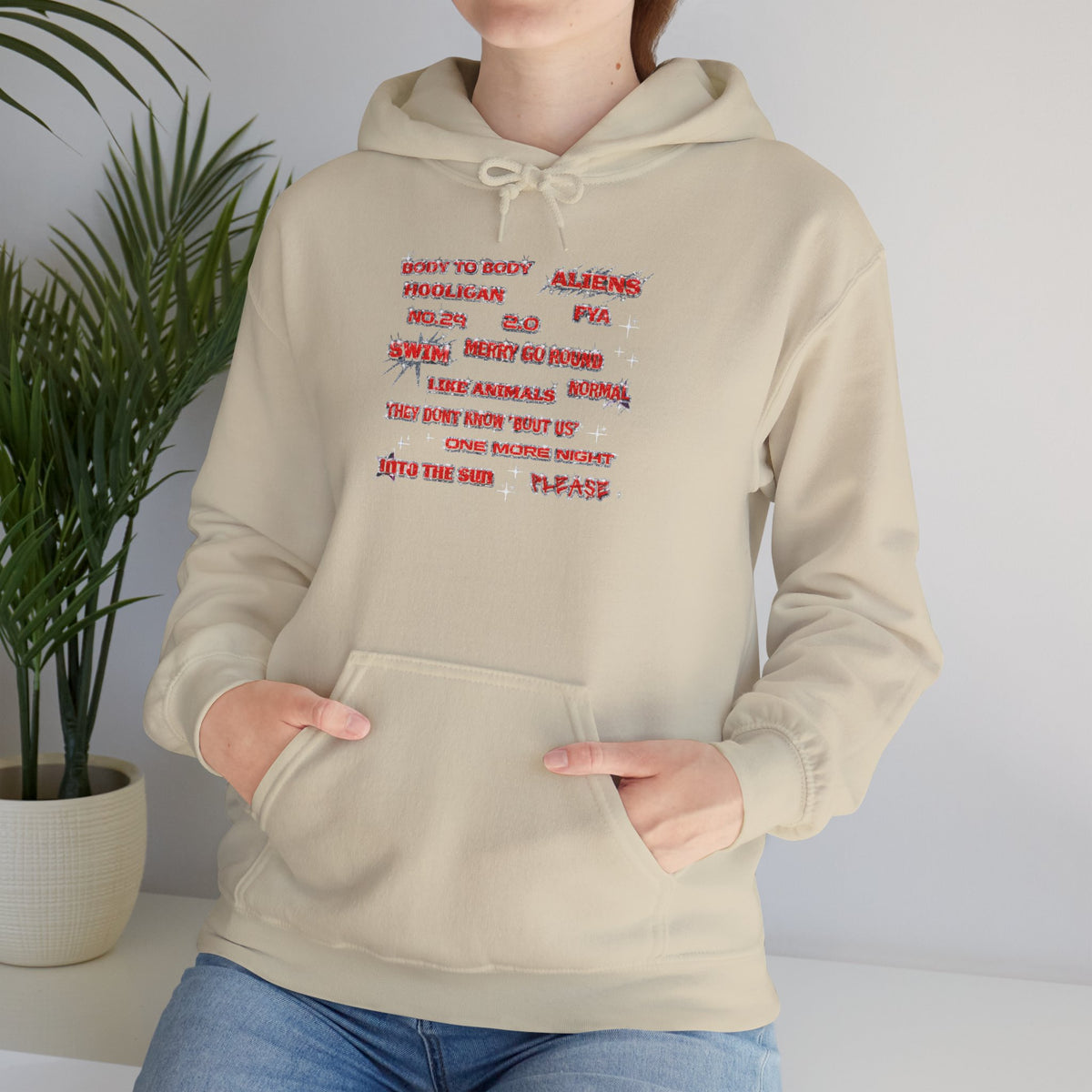 BTS Text Graphic Hoodie —  Red Script Sweatshirt
