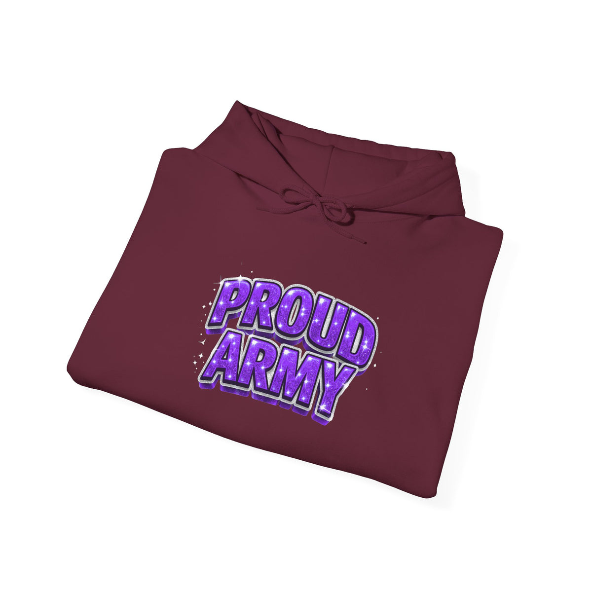Proud Army Hoodie — Bold Purple Graphic  Pullover