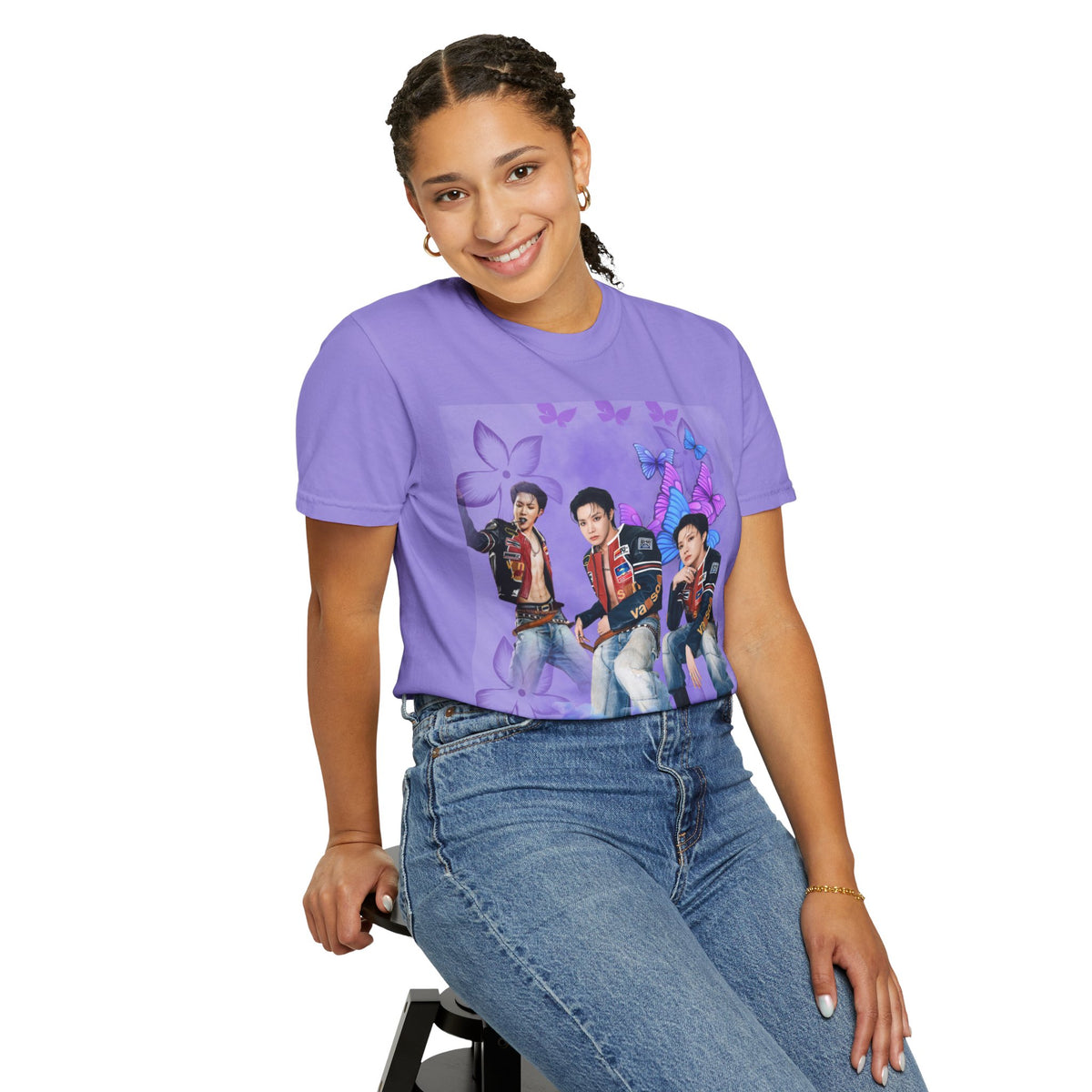 JHOPE Graphic T-Shirt — Purple Floral Portrait Tee