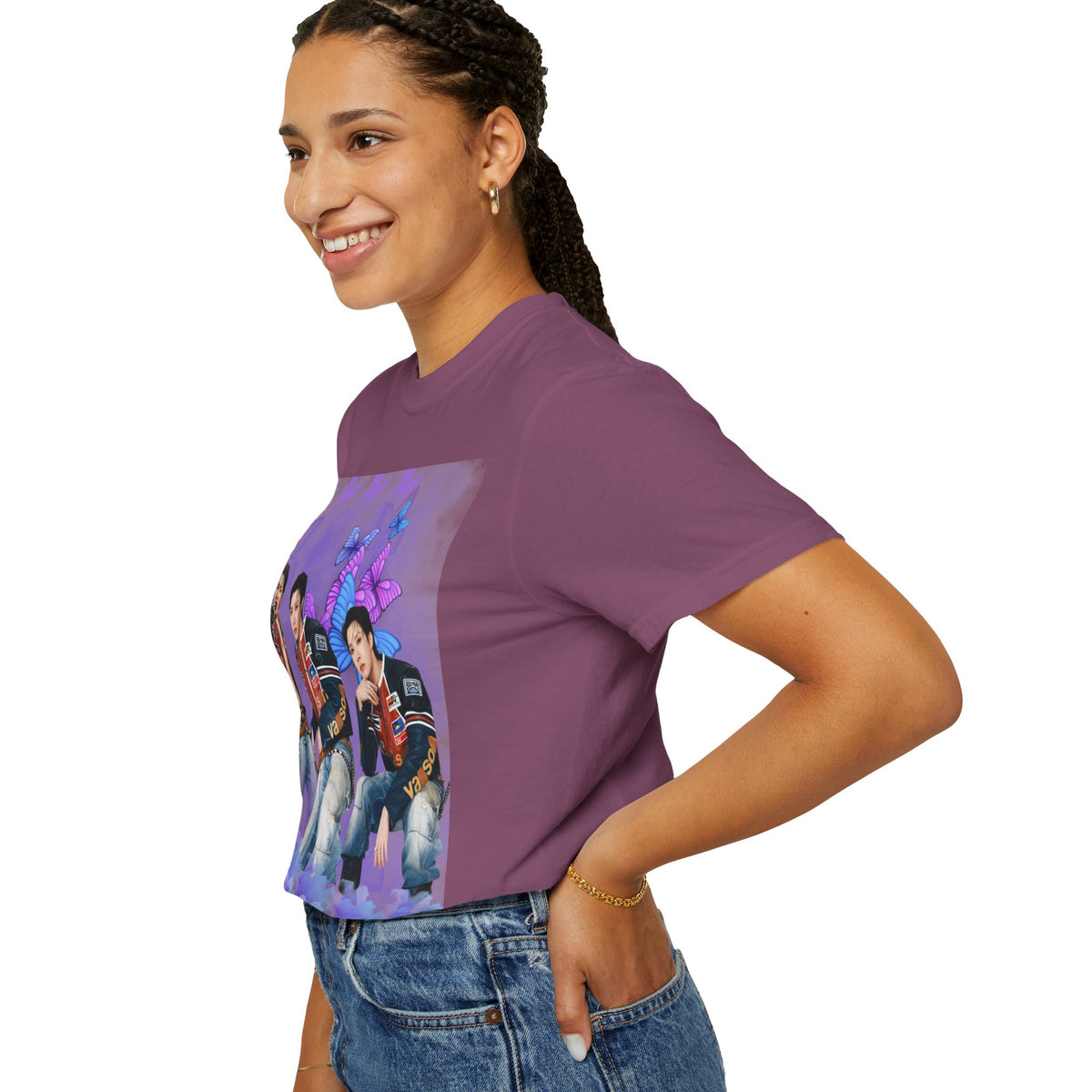 JHOPE Graphic T-Shirt — Purple Floral Portrait Tee