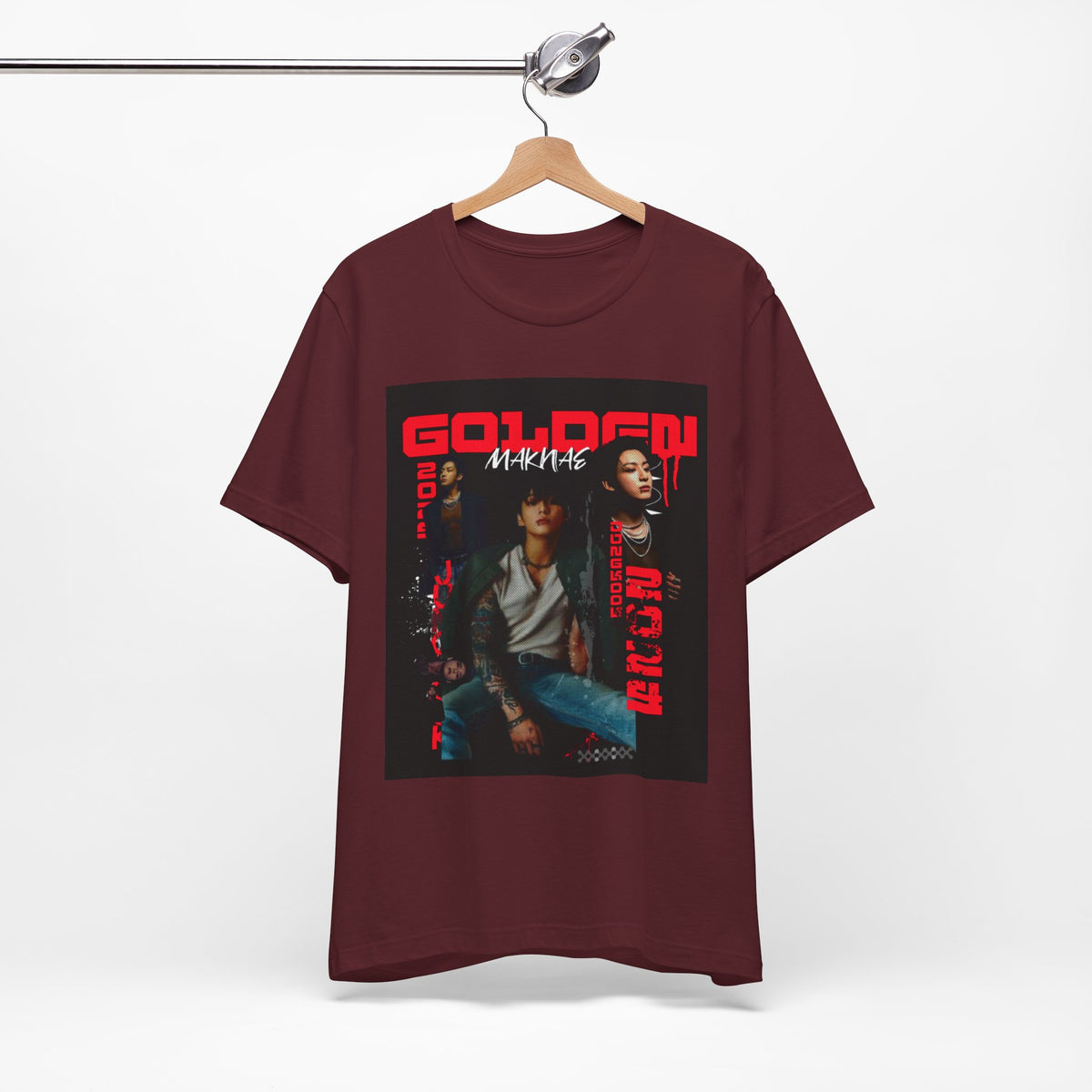 Jungkook Graphic Tee — Golden (Red Text)