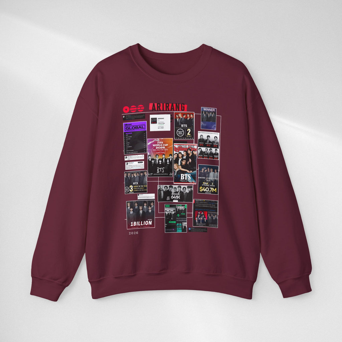 BTS Collage Graphic Crewneck Sweatshirt — Music Poster Design