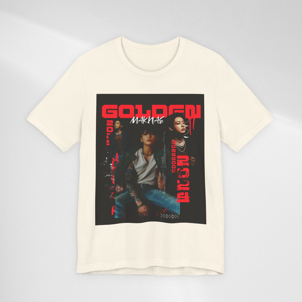 Jungkook Graphic Tee — Golden (Red Text)