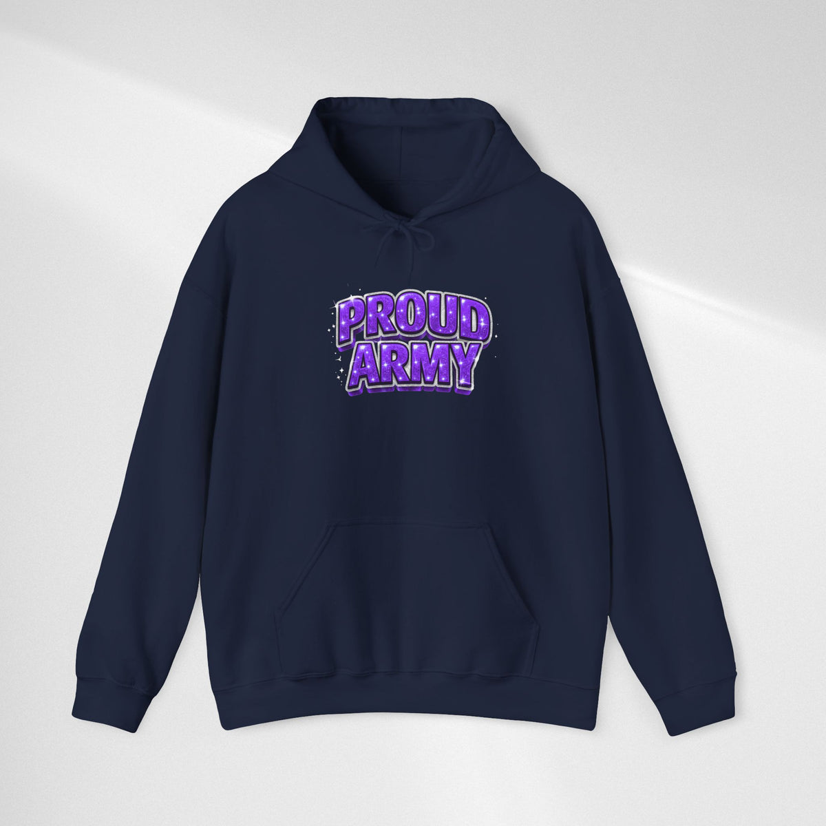 Proud Army Hoodie — Bold Purple Graphic  Pullover